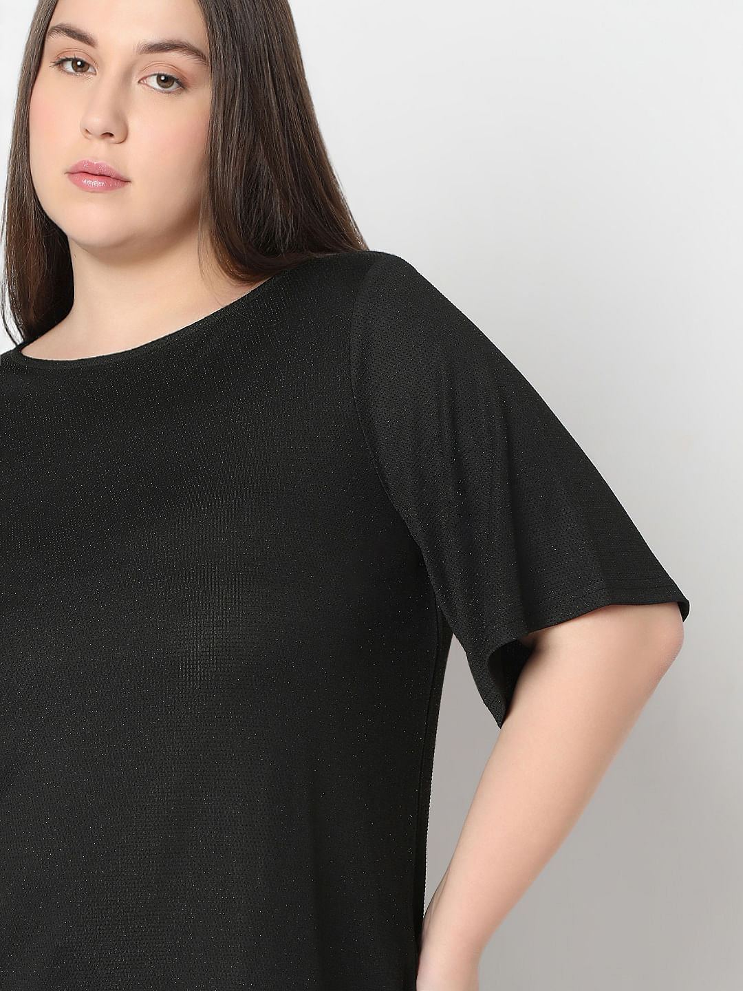 Curve Black Shimmer Top