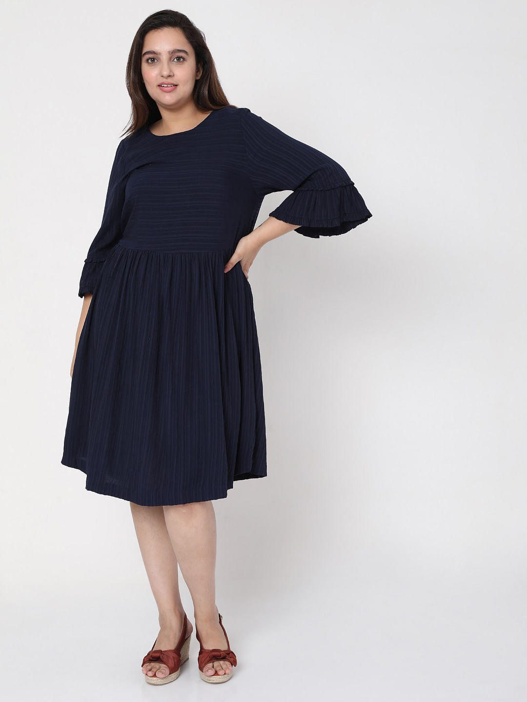 Curve Navy Blue Shift Dress