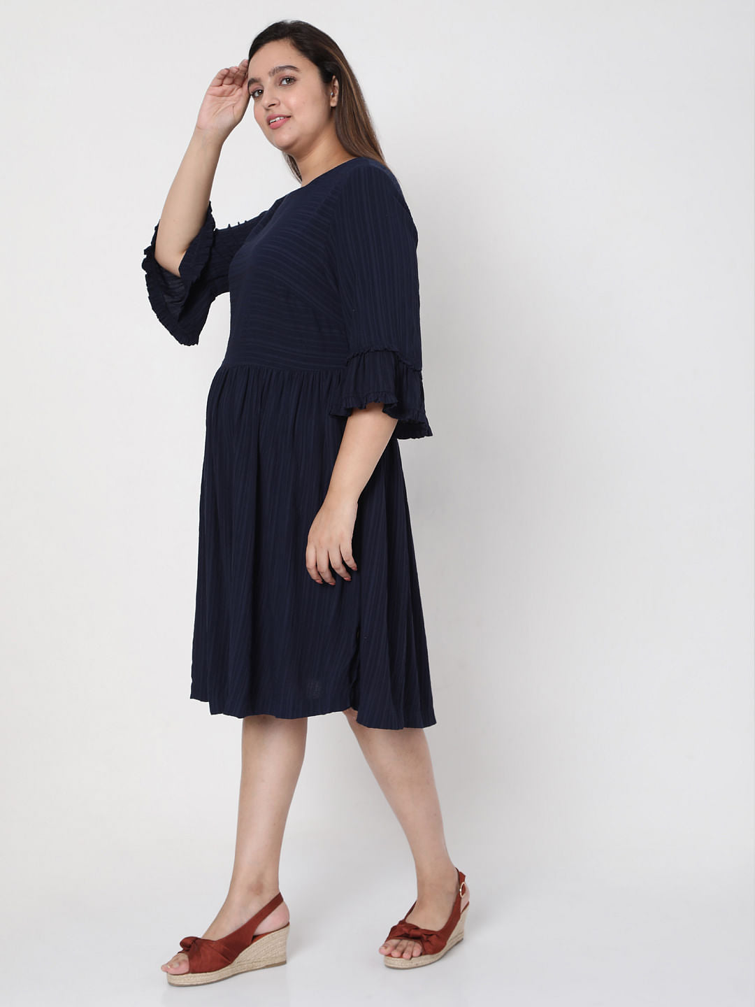 Curve Navy Blue Shift Dress