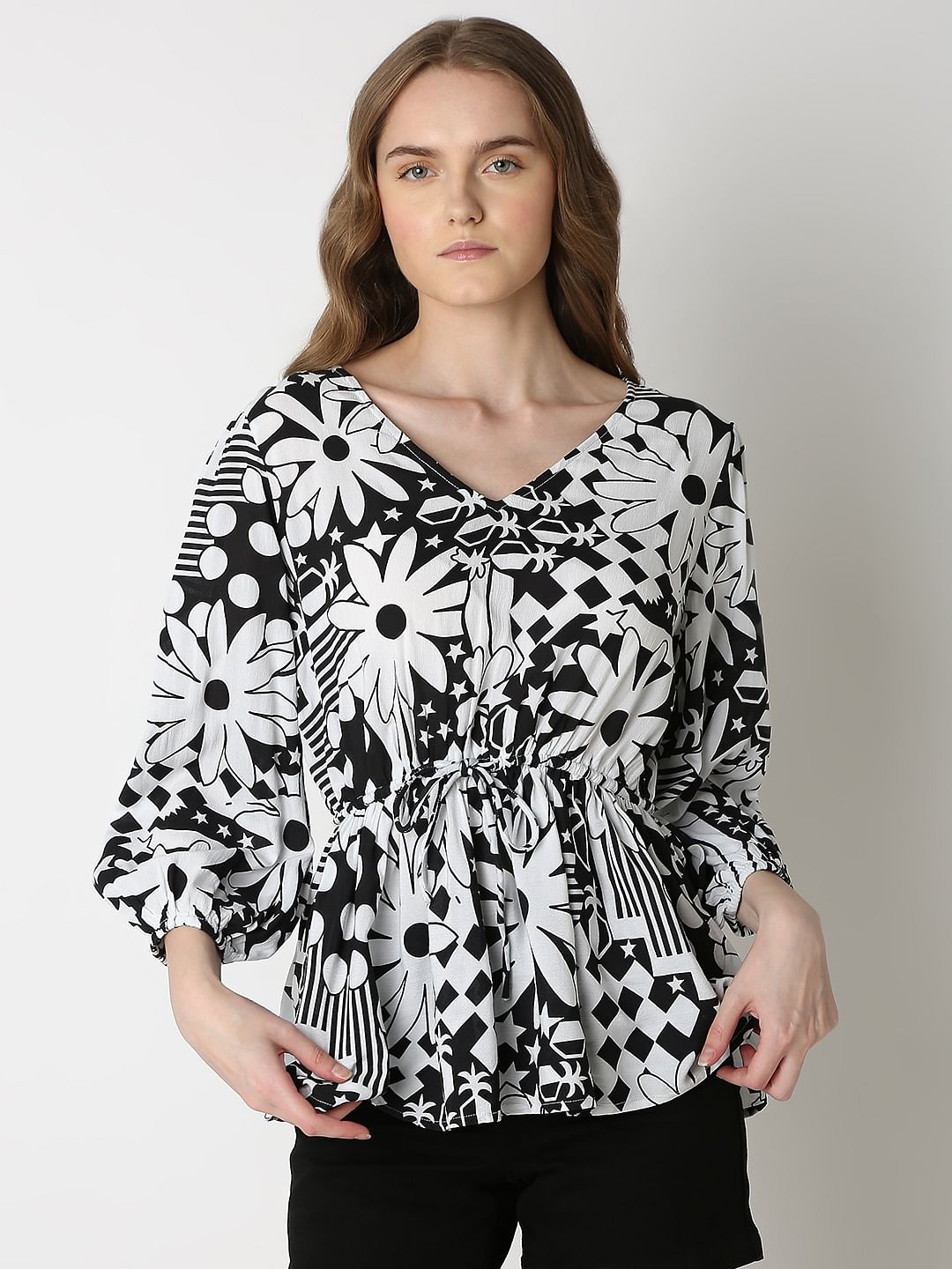 Black Printed Top