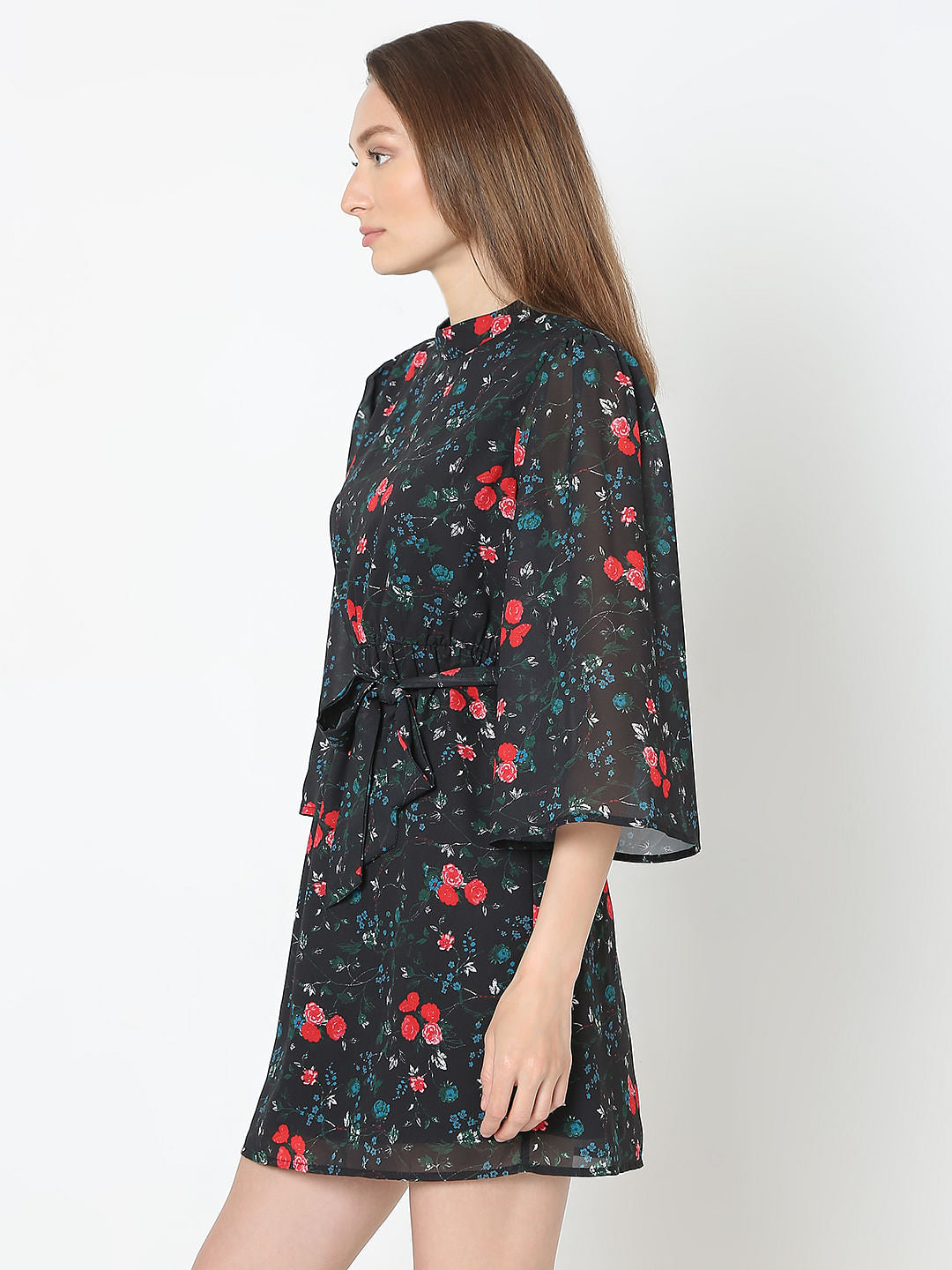 Black Floral Print Dress
