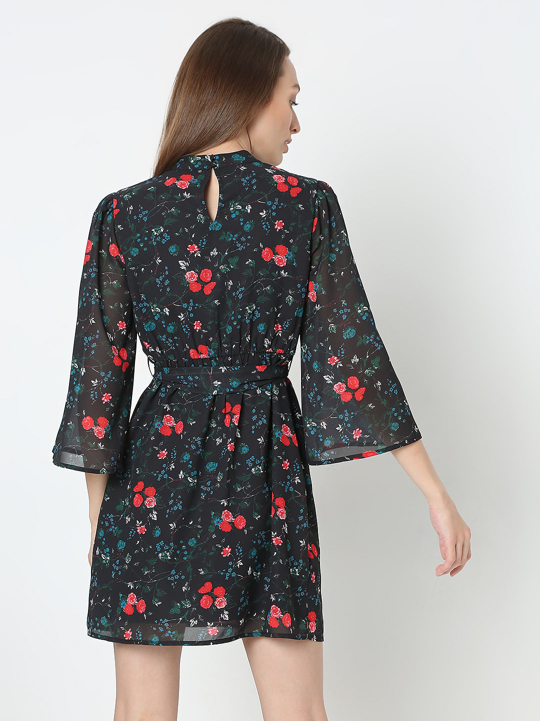 Black Floral Print Dress