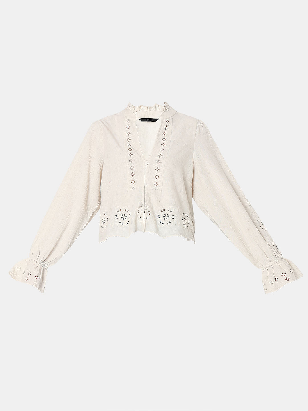 Ecru Schiffli Detail Top