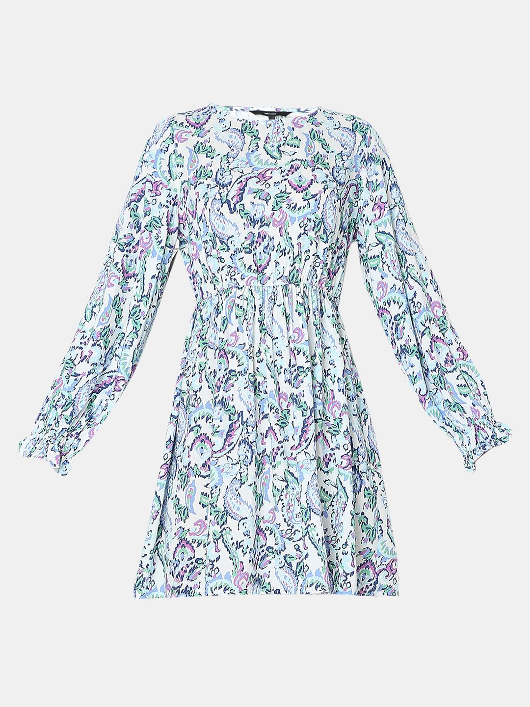 Light Blue Printed Mini Dress