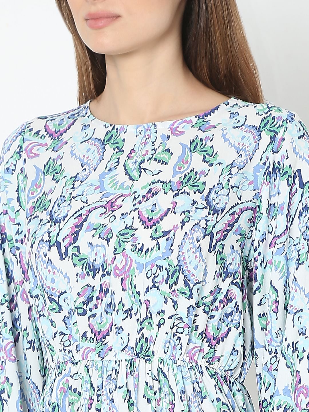 Light Blue Printed Mini Dress