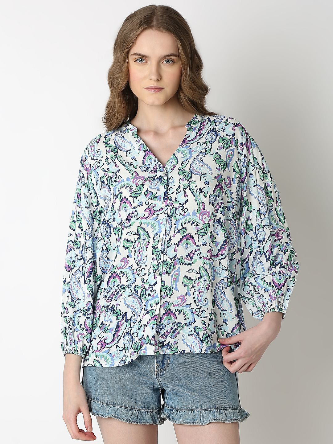 Light Blue Printed Top