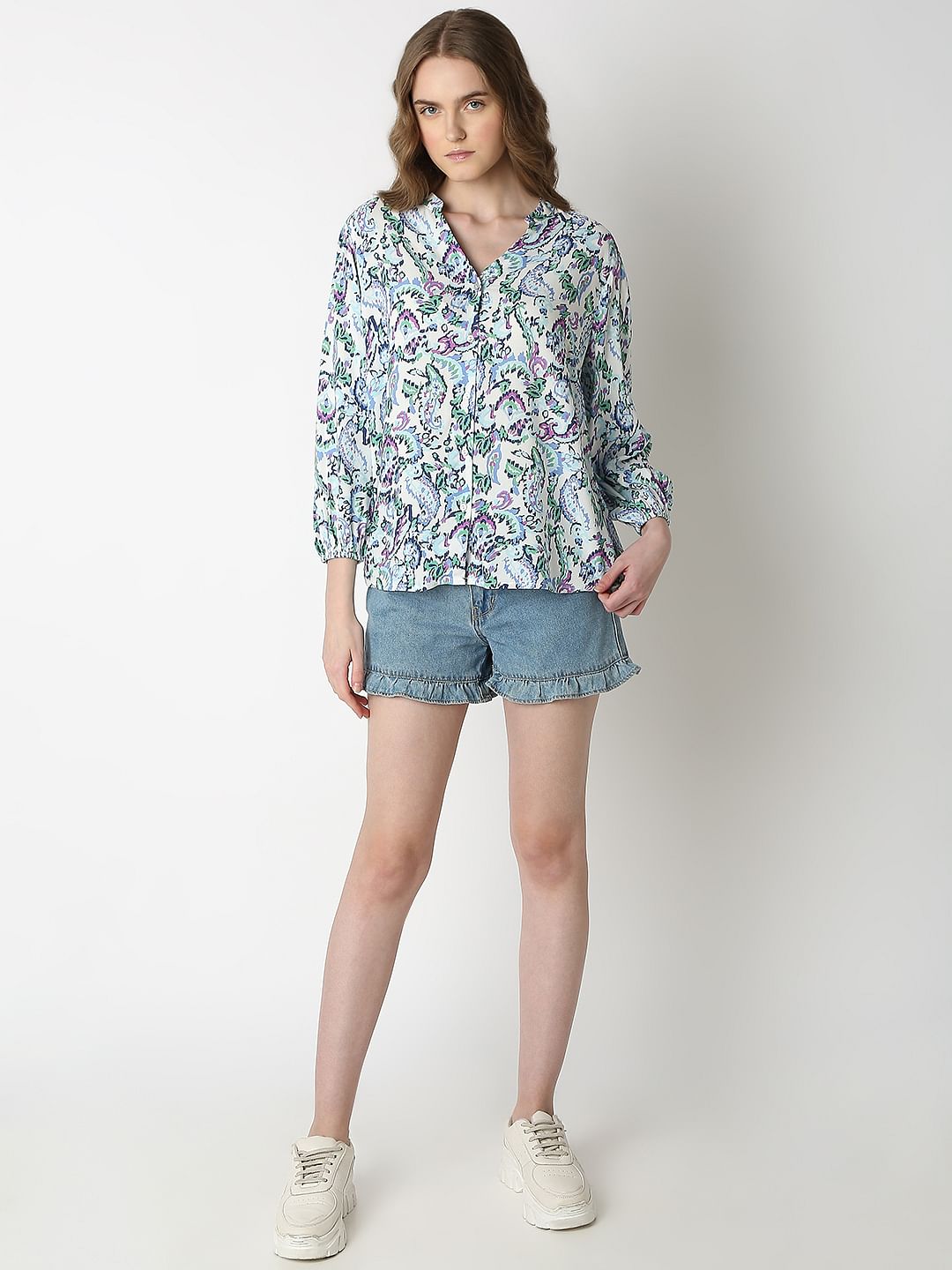 Light Blue Printed Top