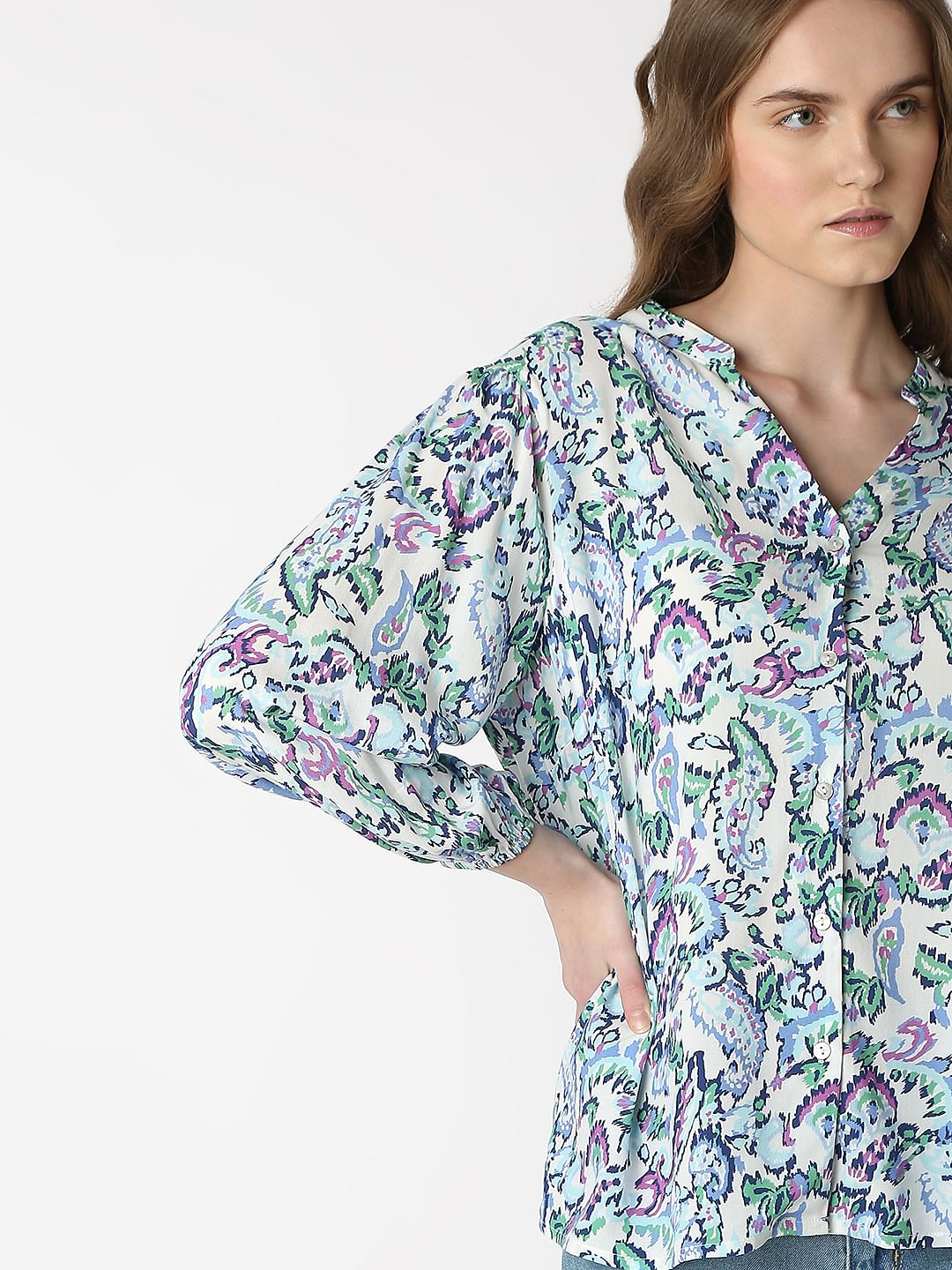 Light Blue Printed Top