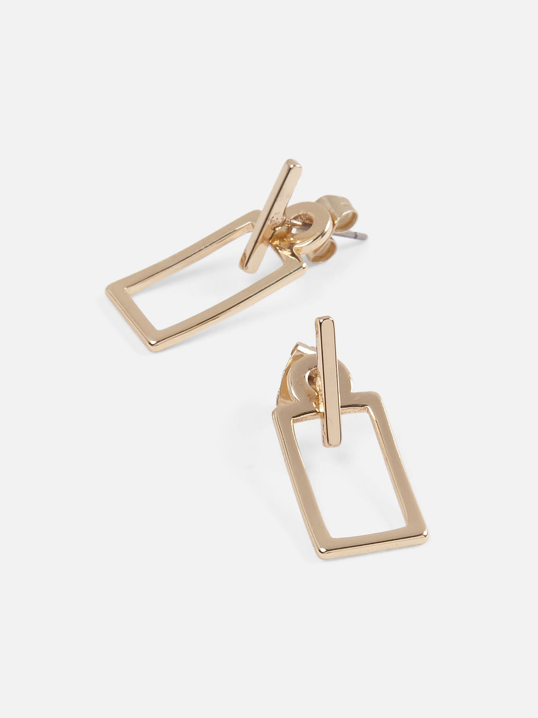 Golden Rectangular Drop Earrings