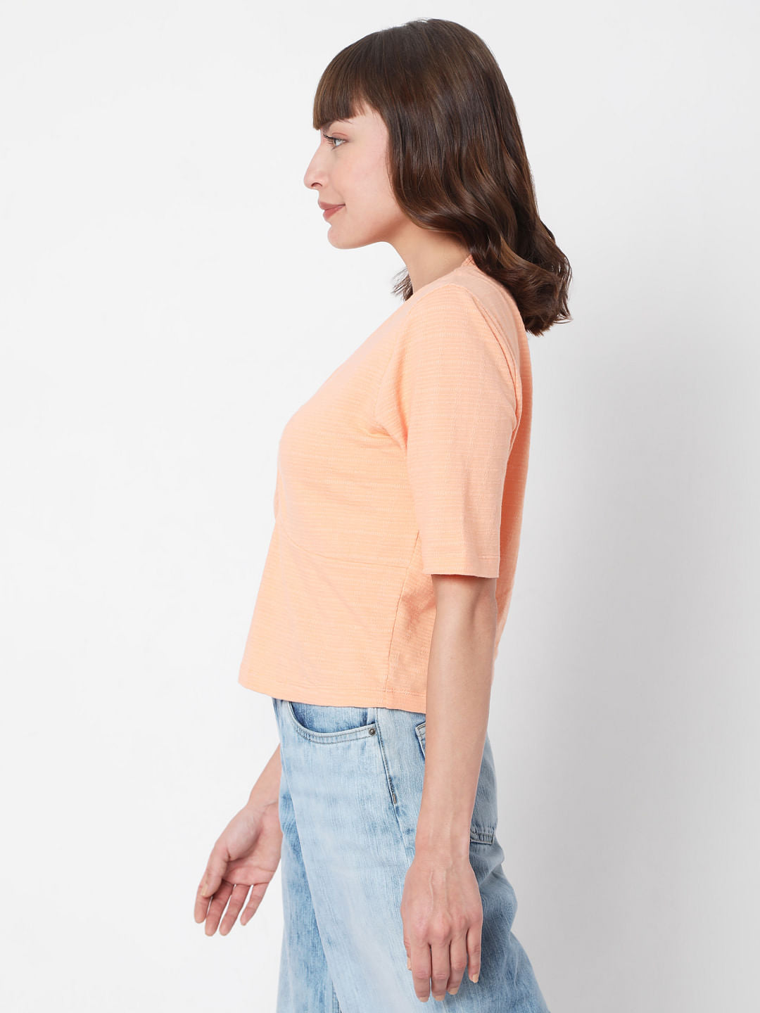 Coral V Neck Top
