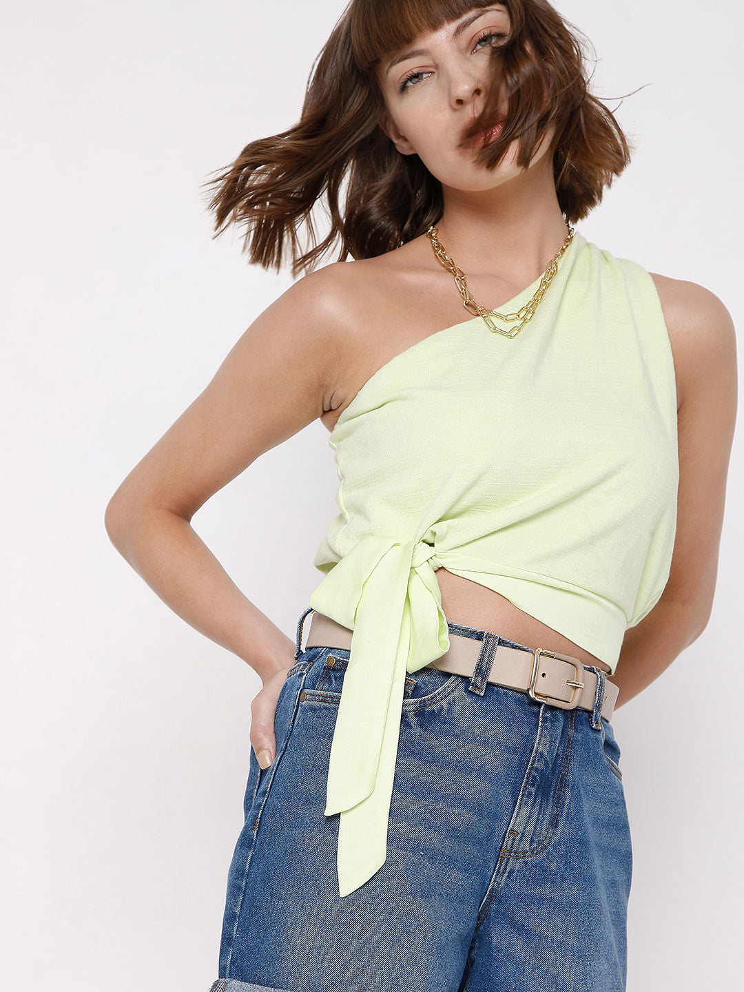 Green One Shoulder Top