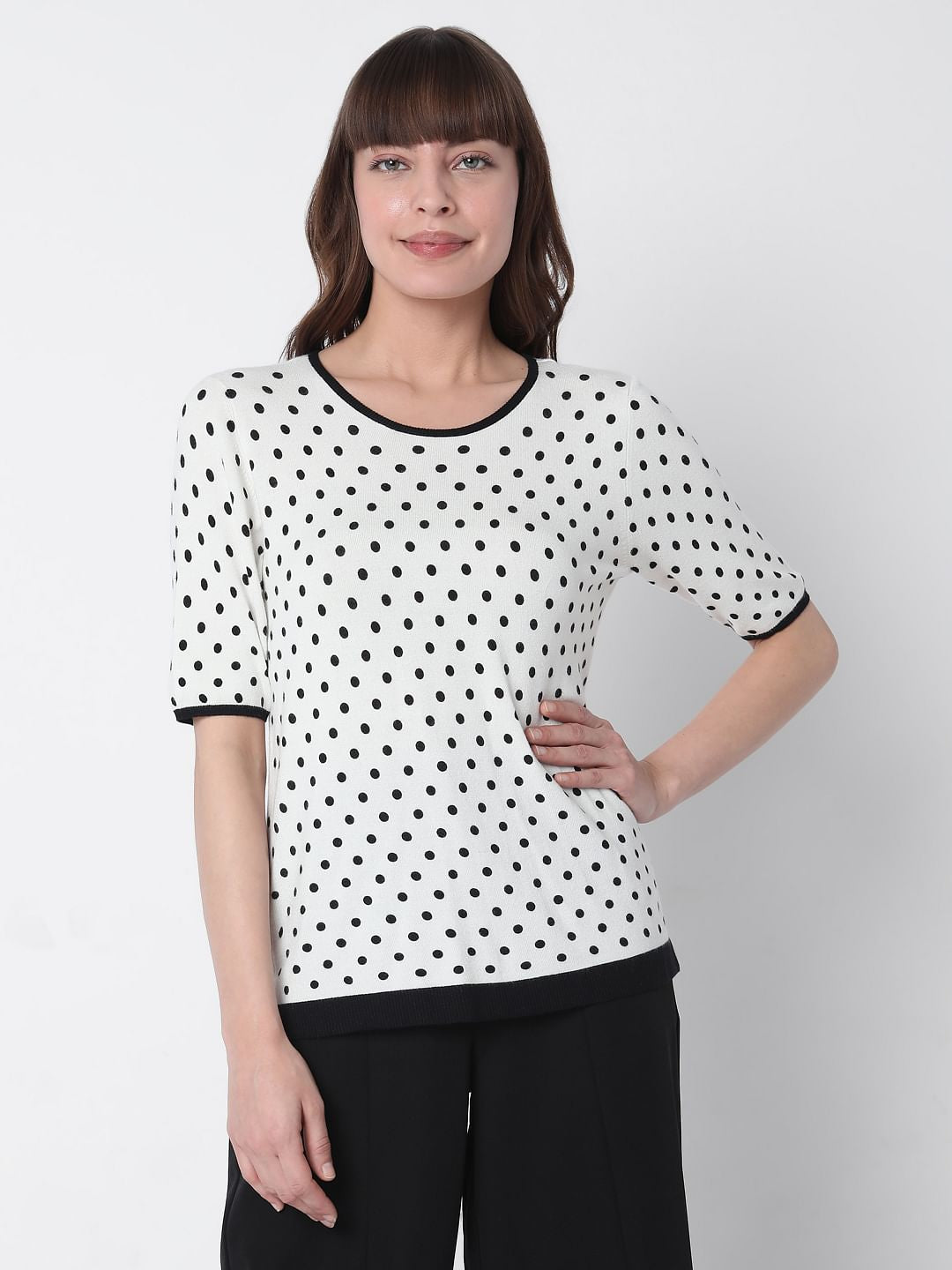 White Polka Dotted Top