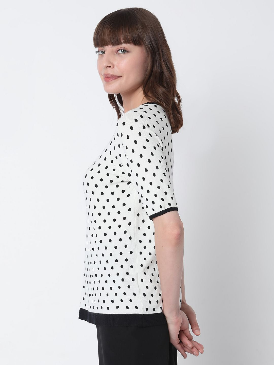 White Polka Dotted Top