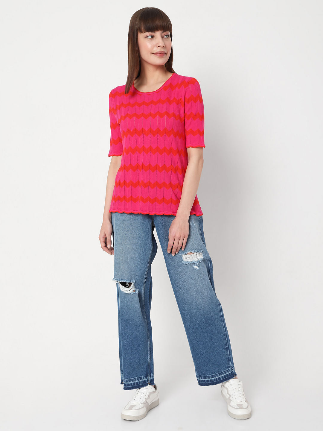 Fuschia Pink Knit Top
