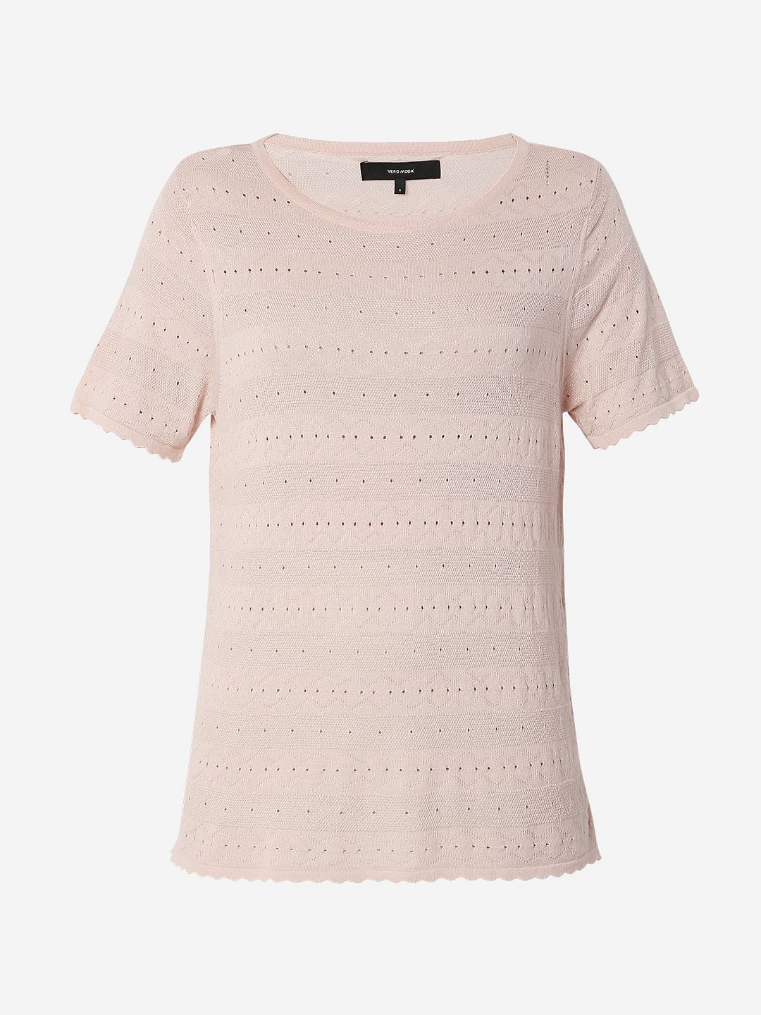 Coral Flat Knit Textured T-Shirt