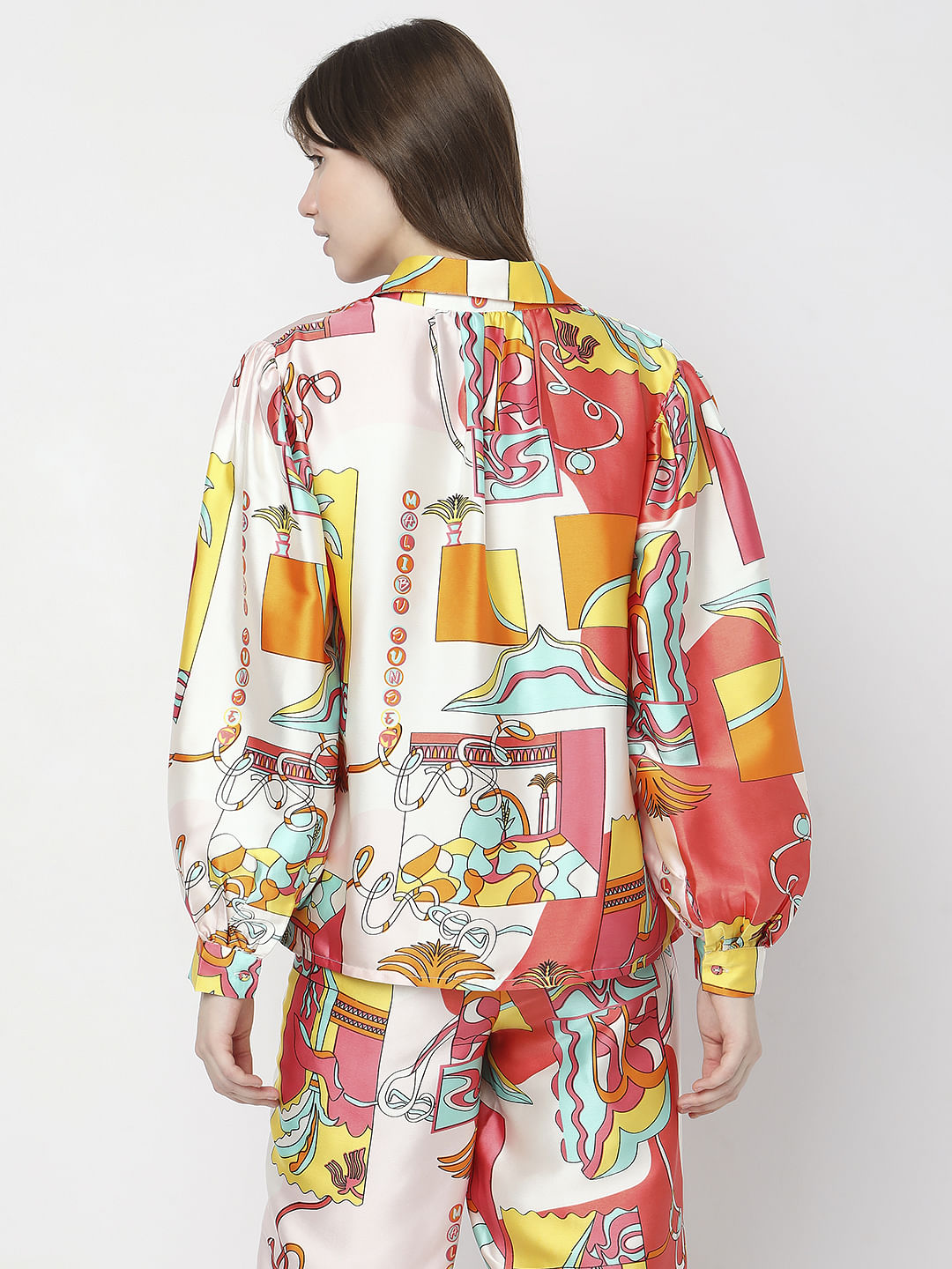 Orange Abstract Print Co-Ord Shirt