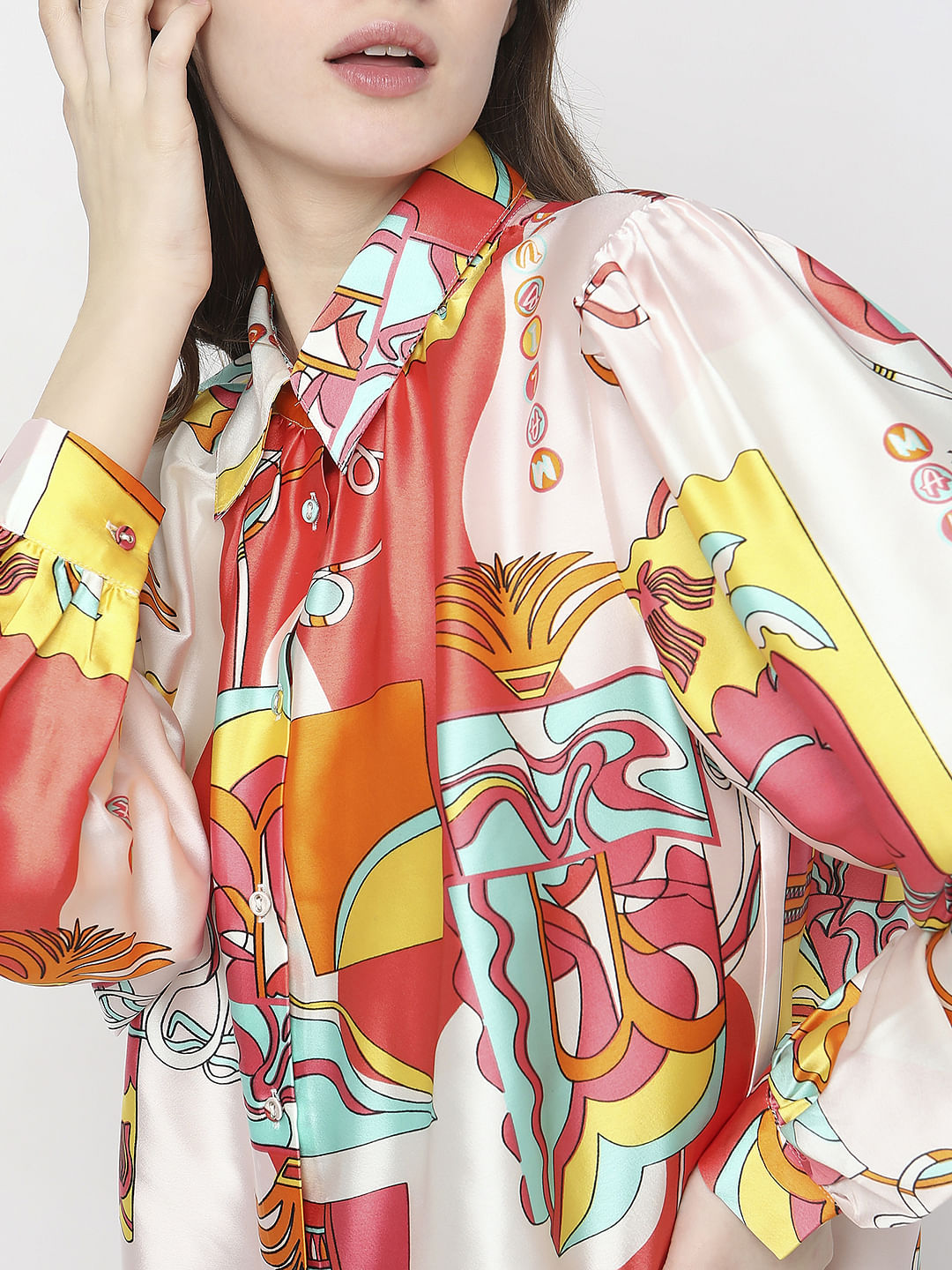 Orange Abstract Print Co-Ord Shirt