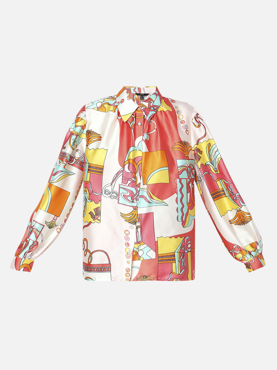 Orange Abstract Print Co-Ord Shirt