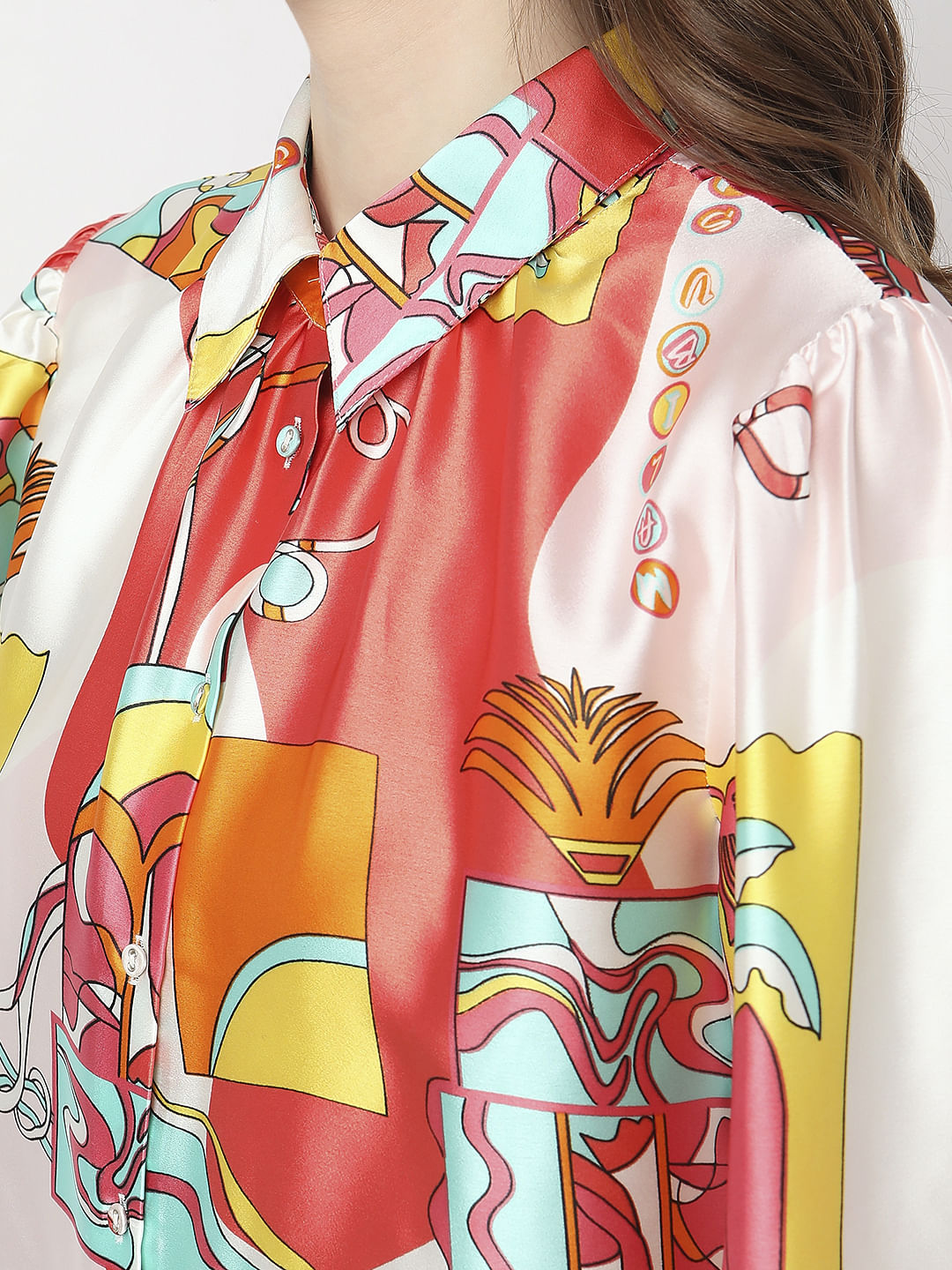 Orange Abstract Print Co-Ord Shirt