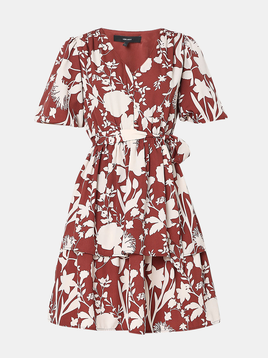 Brown Floral Fit & Flare Dress