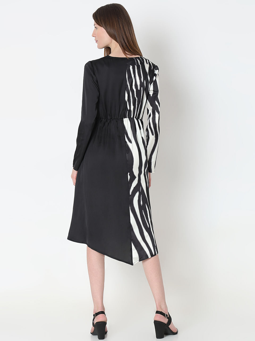 Black Zebra Print Wrap Dress