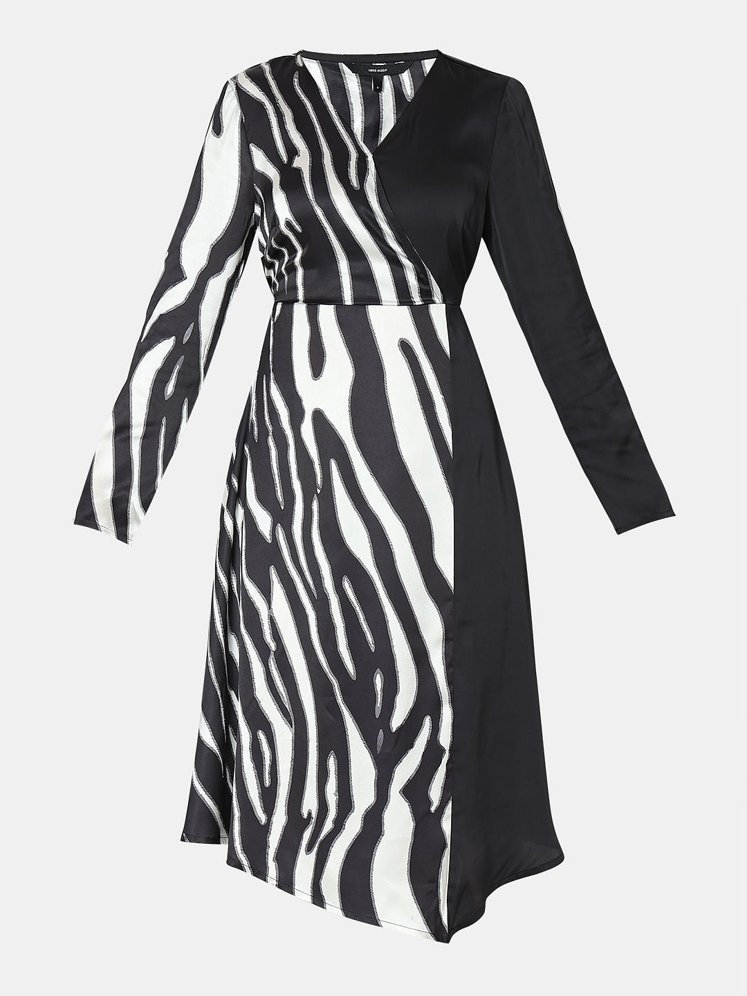 Black Zebra Print Wrap Dress