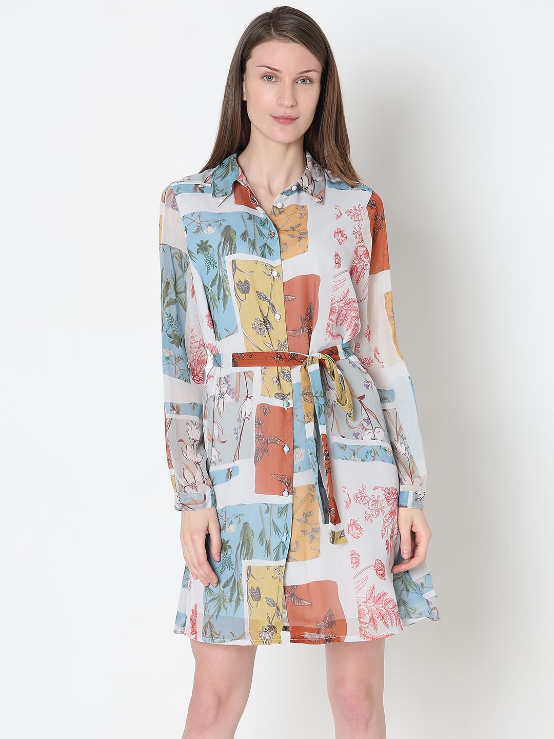 Multi-Colour Printed Shirt Dress
