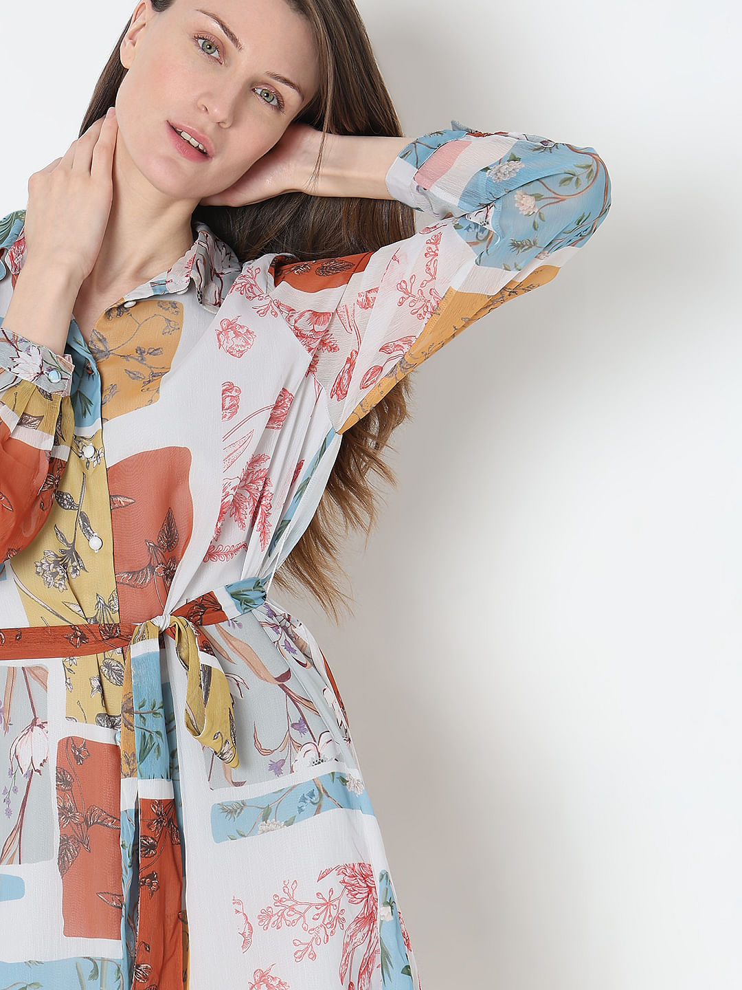 Multi-Colour Printed Shirt Dress