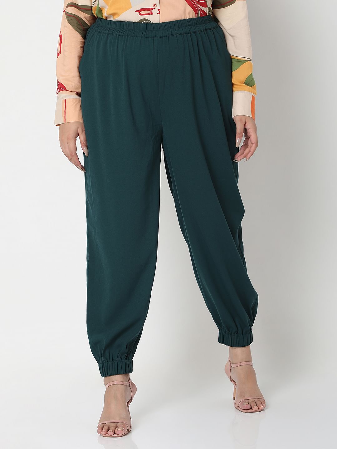 Curve Dark Green High Rise Co-Ord Set Pants