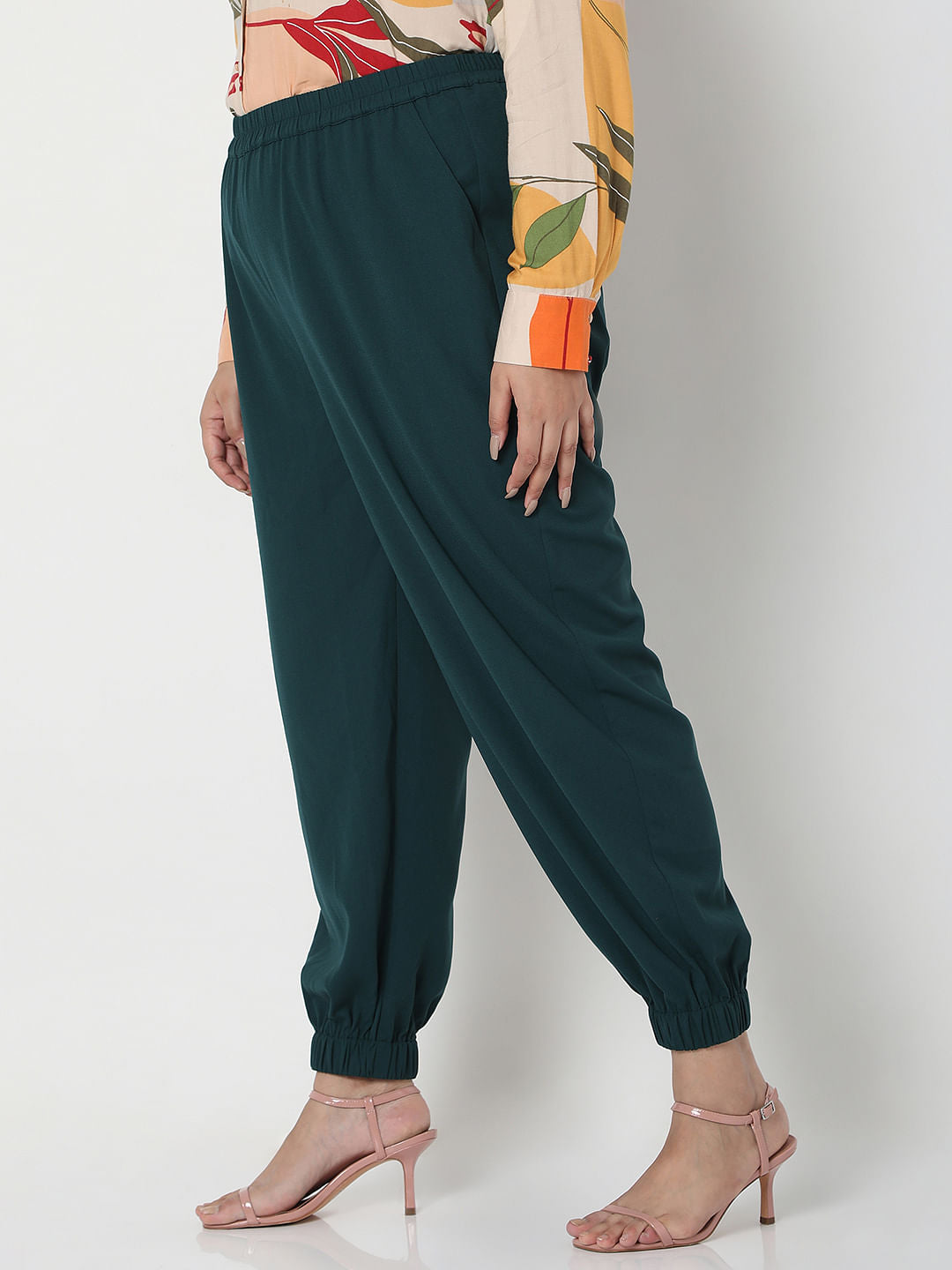 Curve Dark Green High Rise Co-Ord Set Pants