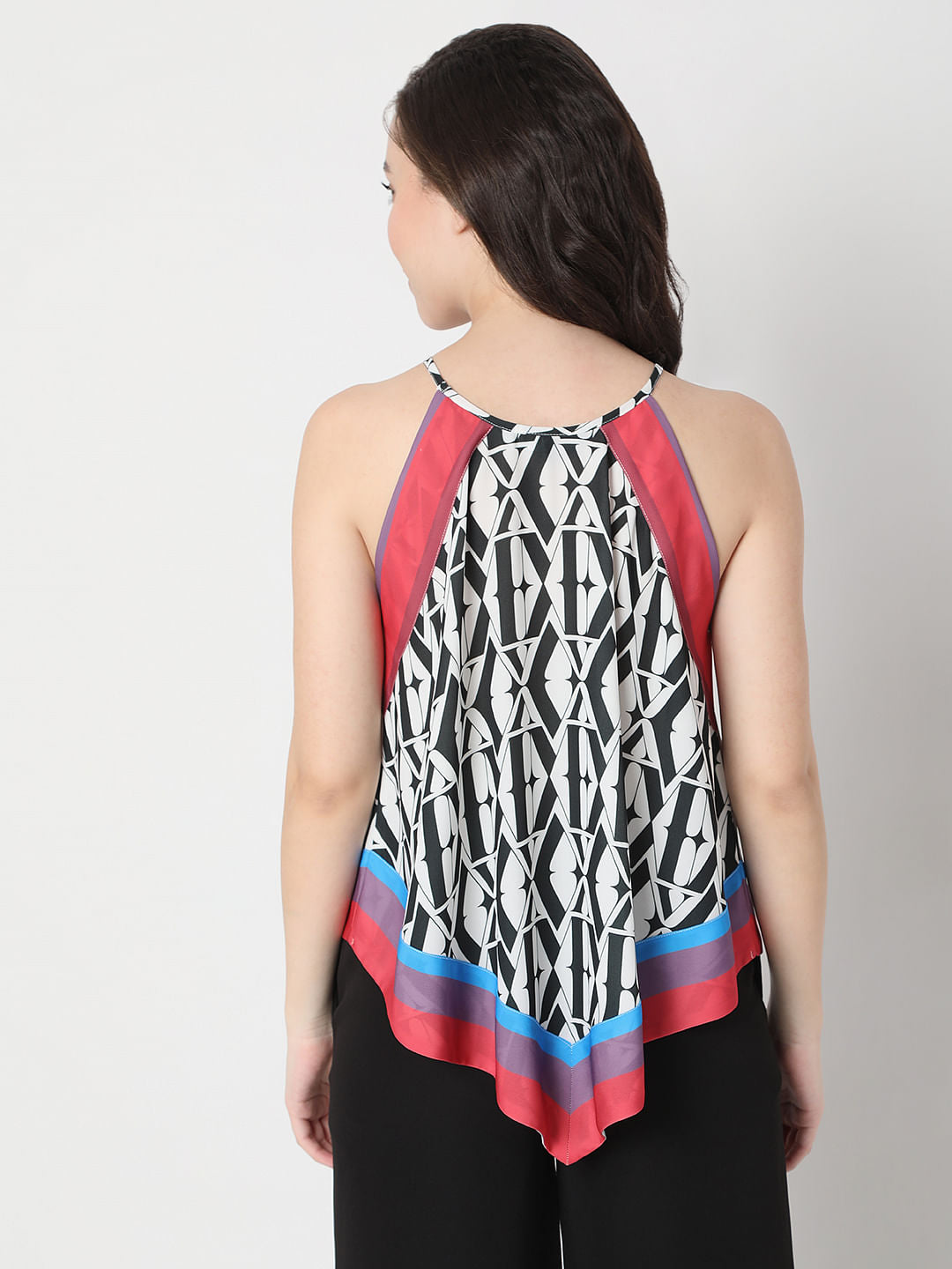 White Typographic Print Top