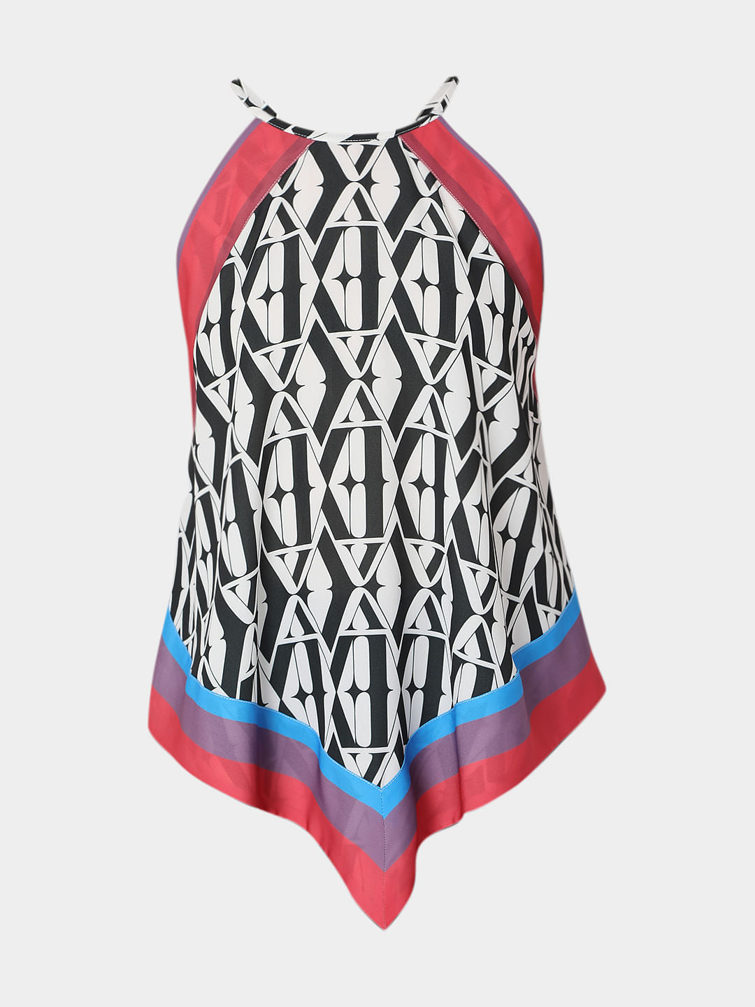 White Typographic Print Top