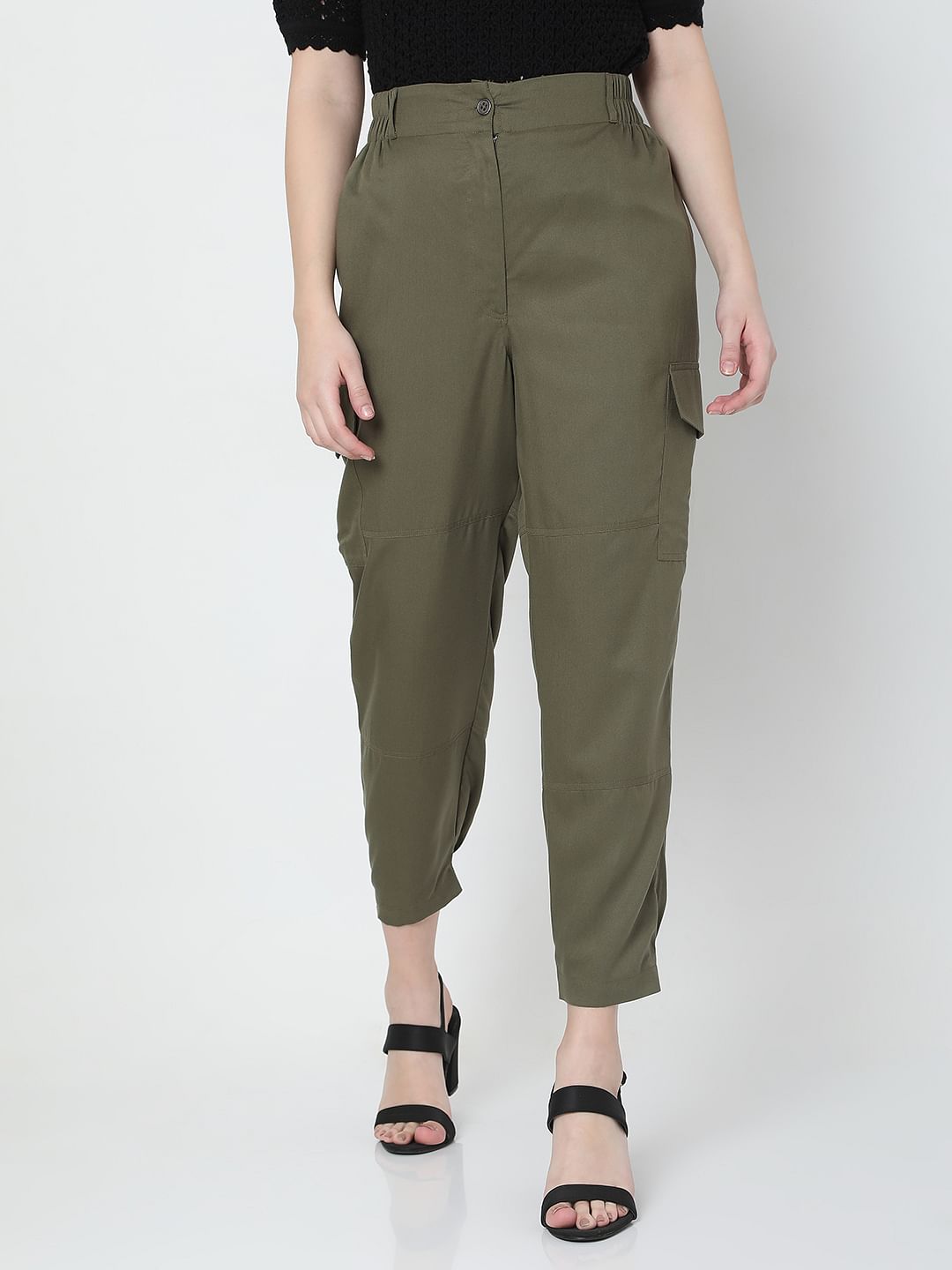 Green High Rise Utility Co-Ord Set Pants