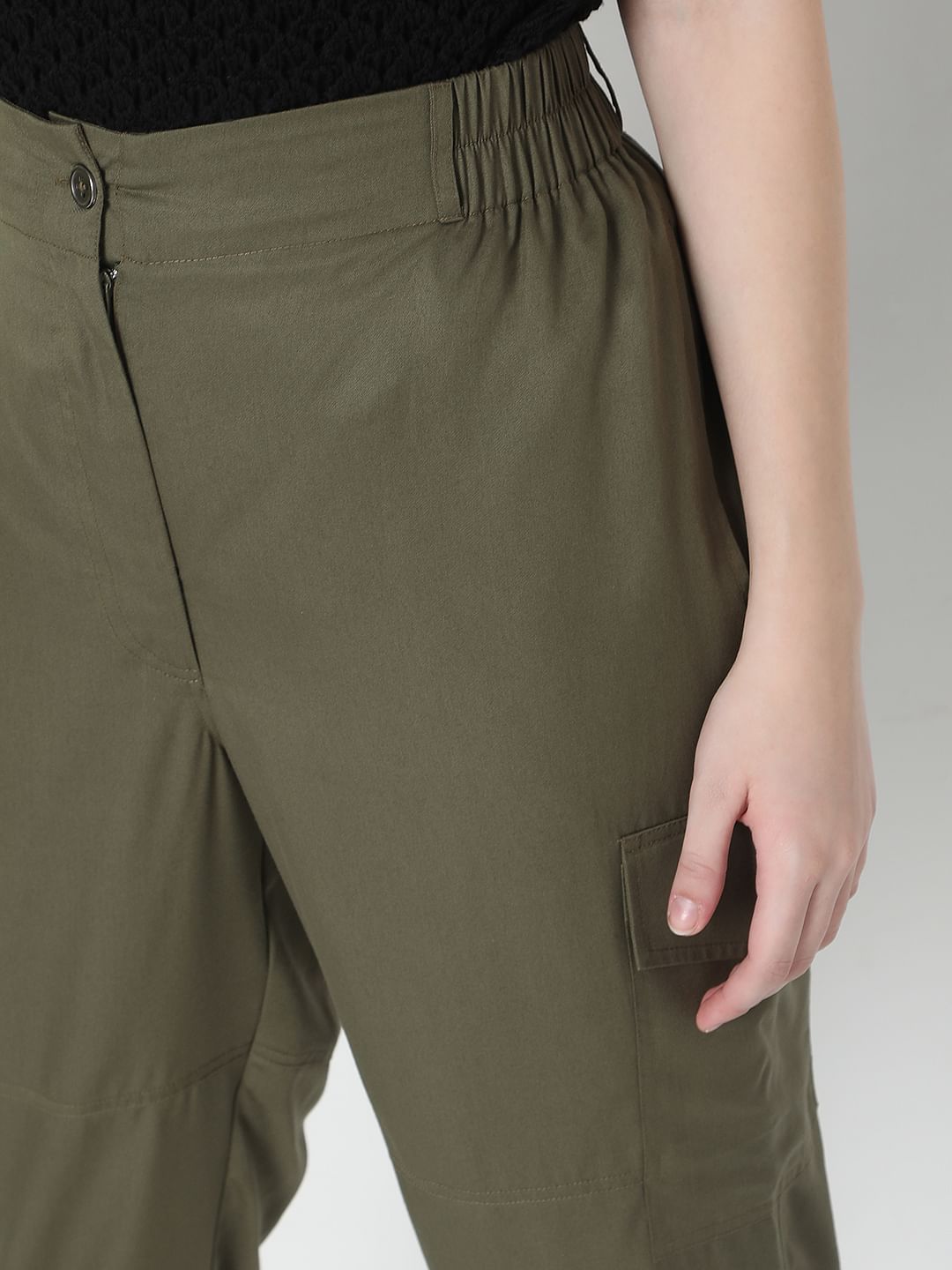 Green High Rise Utility Co-Ord Set Pants