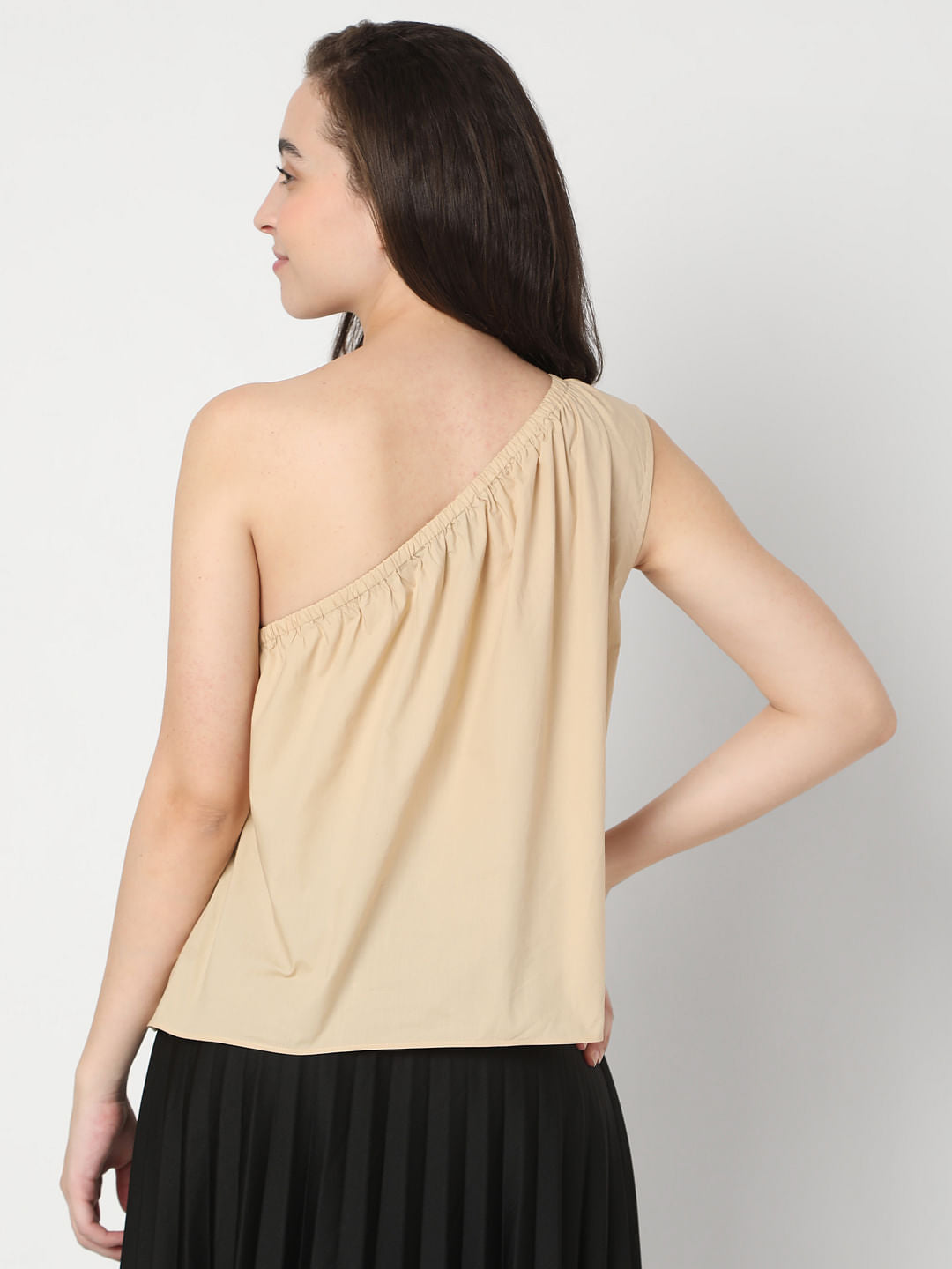 Beige One-Shoulder Top