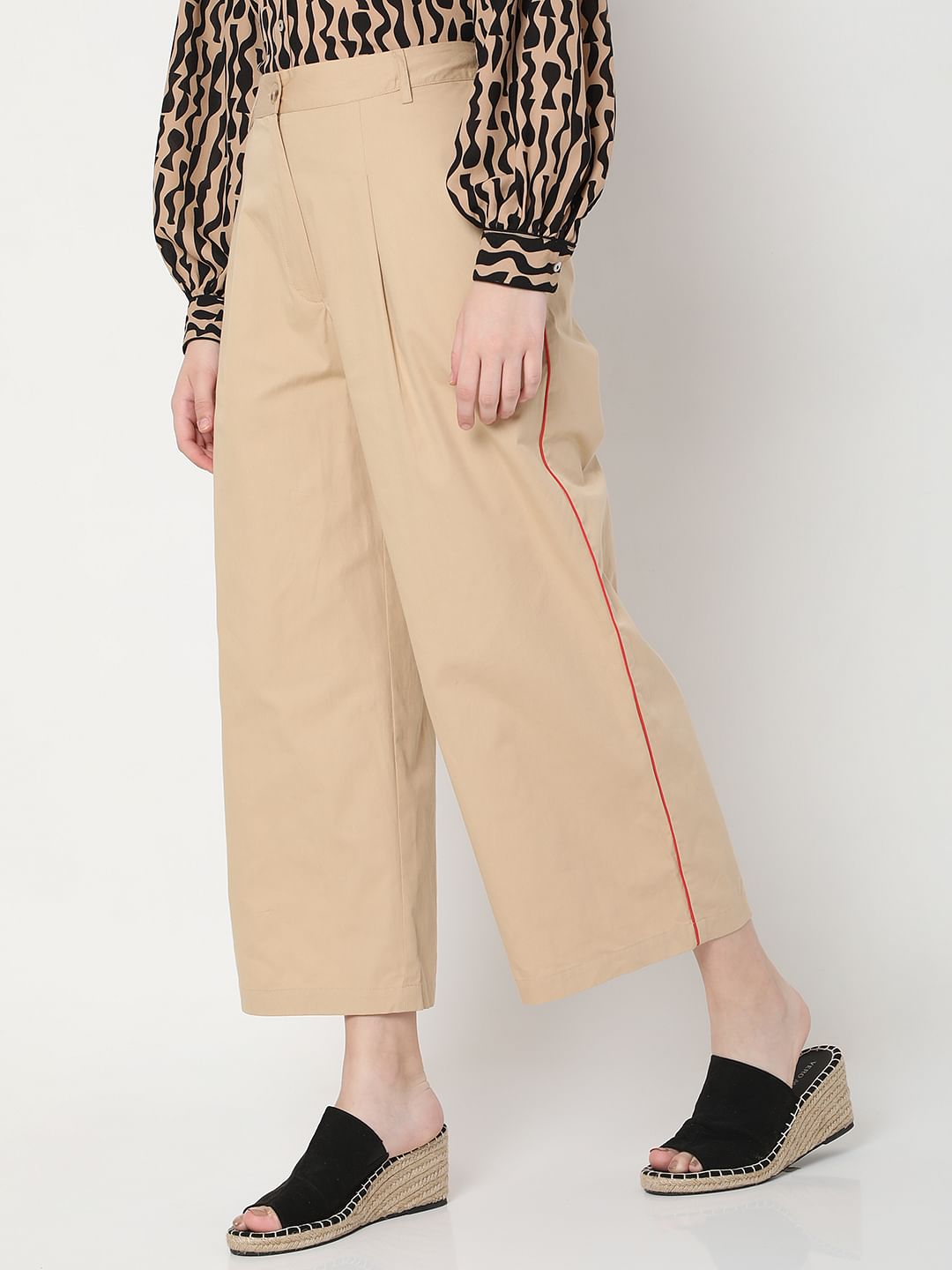 Brown High Rise Wide-Leg Pants