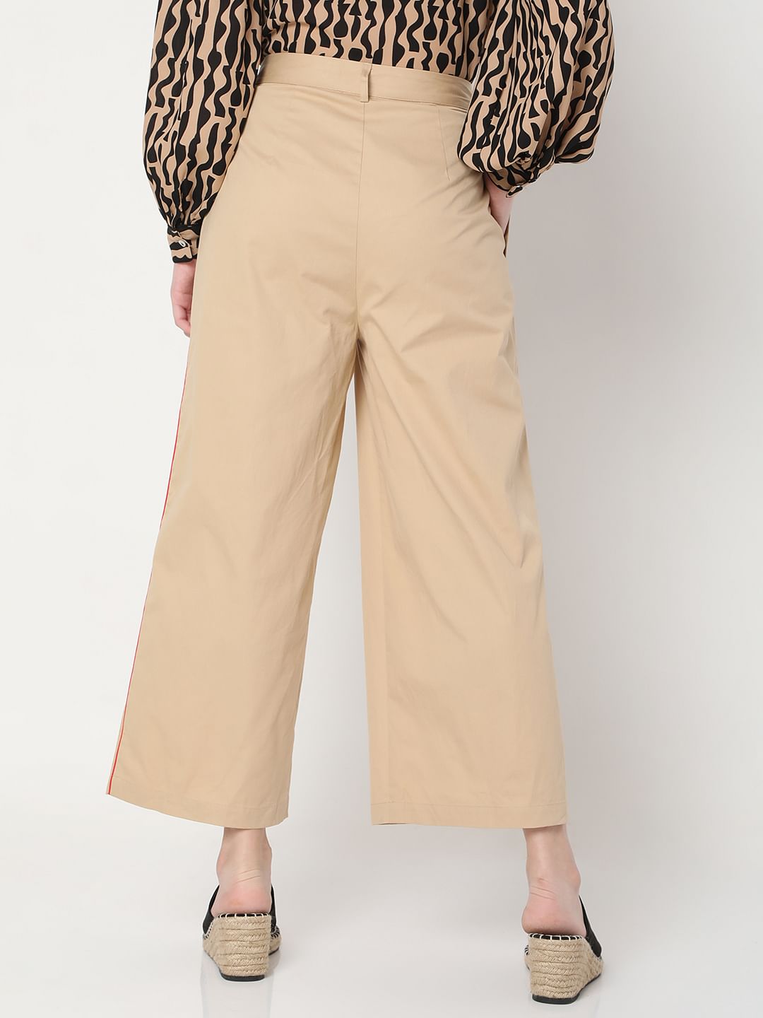 Brown High Rise Wide-Leg Pants