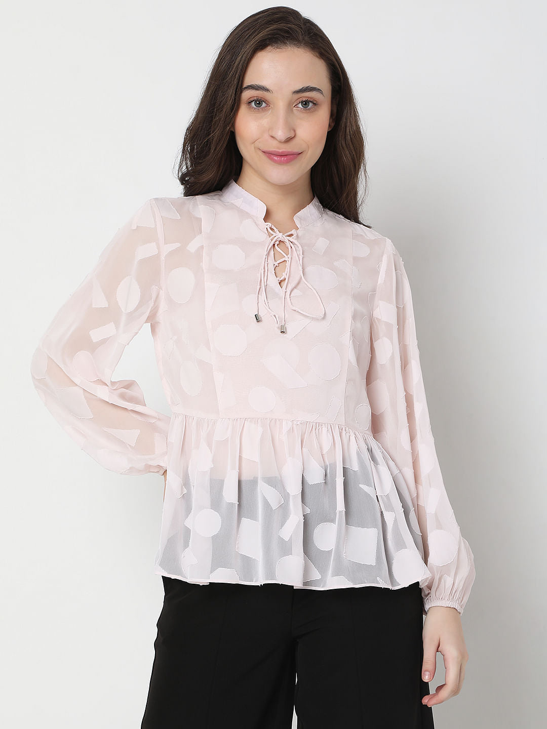 Light Pink Geometric Print Top