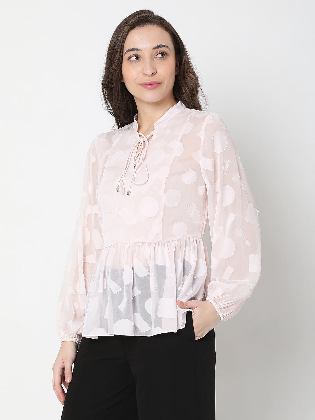 Light Pink Geometric Print Top