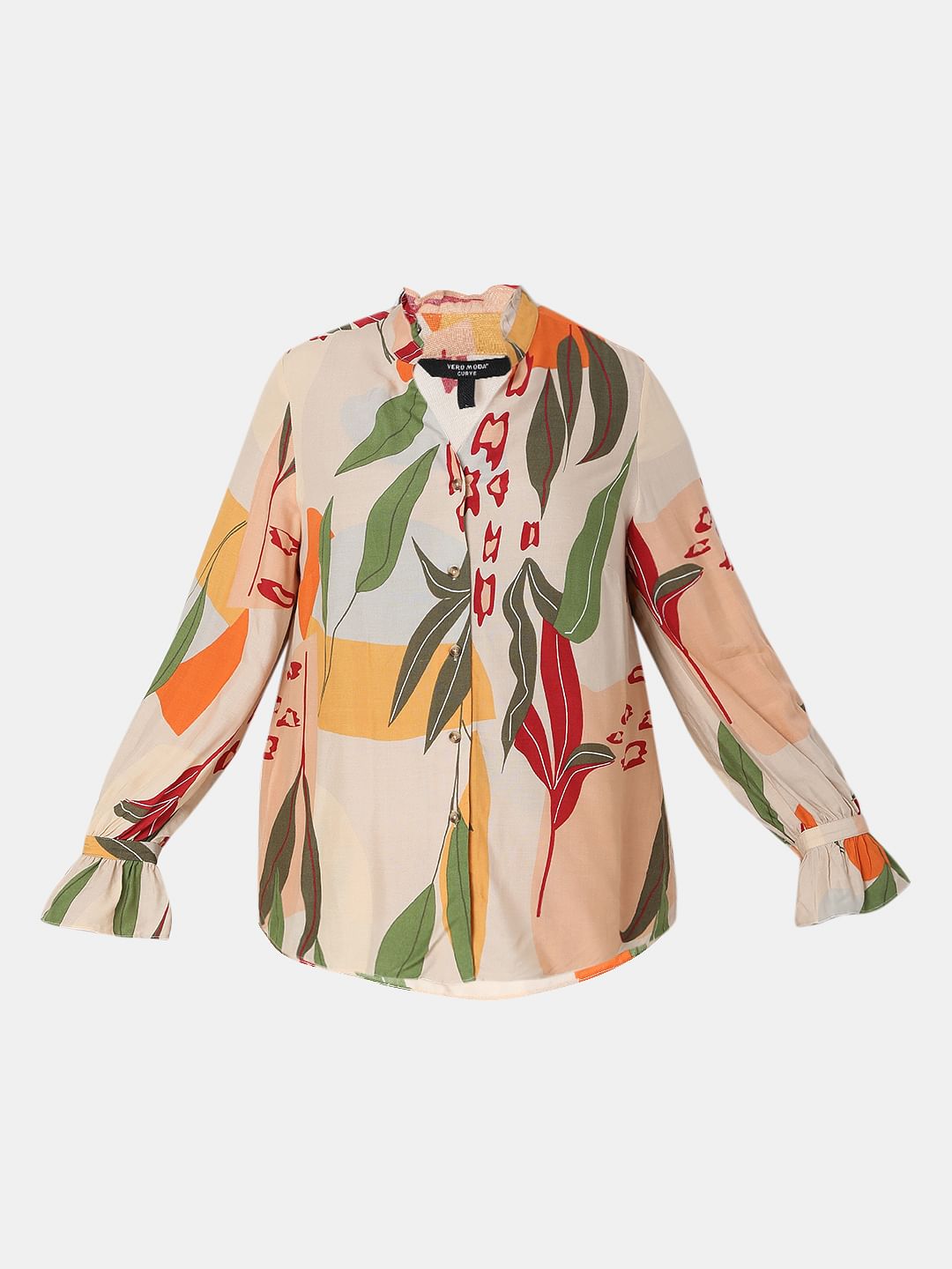 Curve Beige Co-Ord Set Floral Top