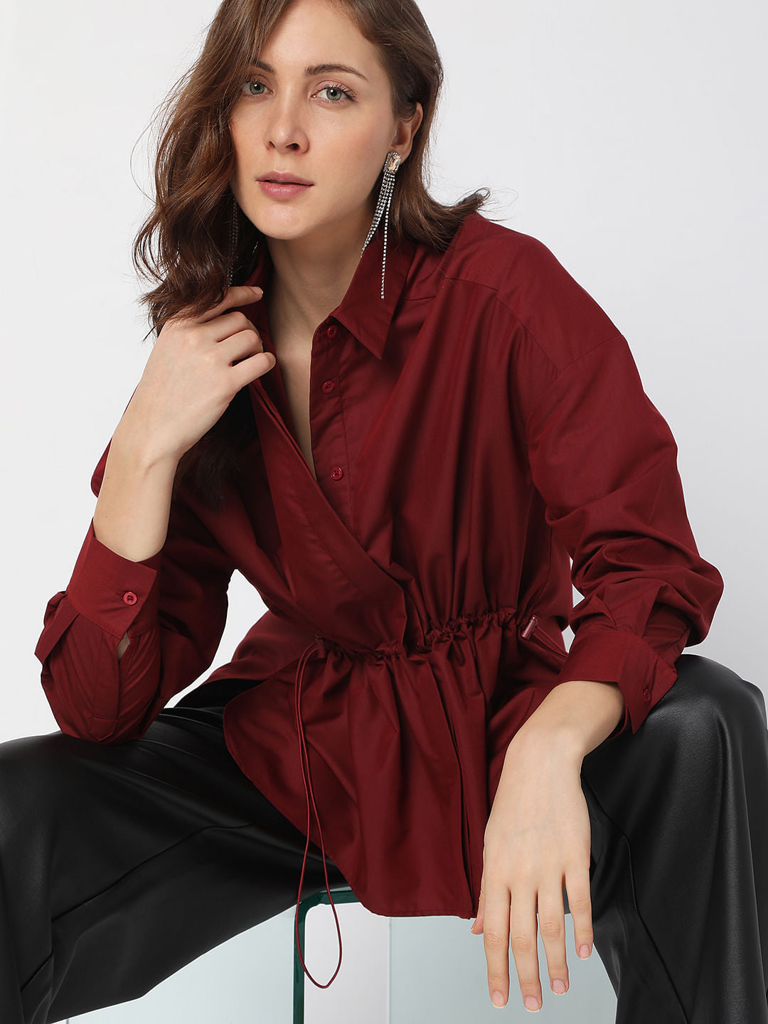 Dark Red High-Low Shirt
