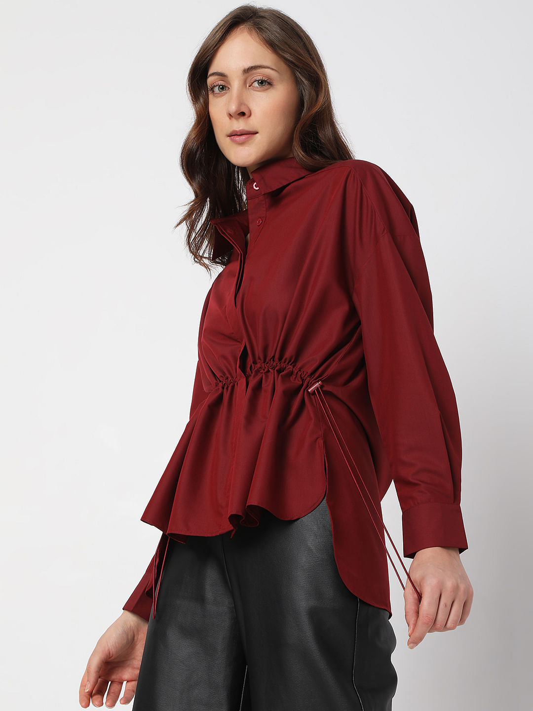 Dark Red High-Low Shirt