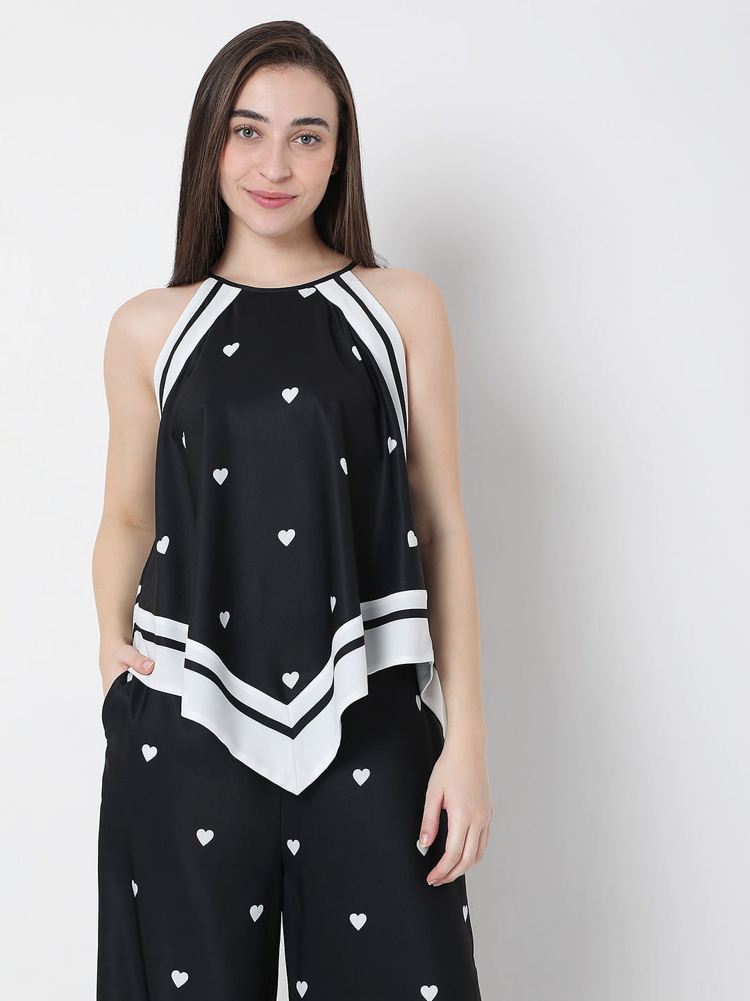 Black Halter Neck Co-Ord Top