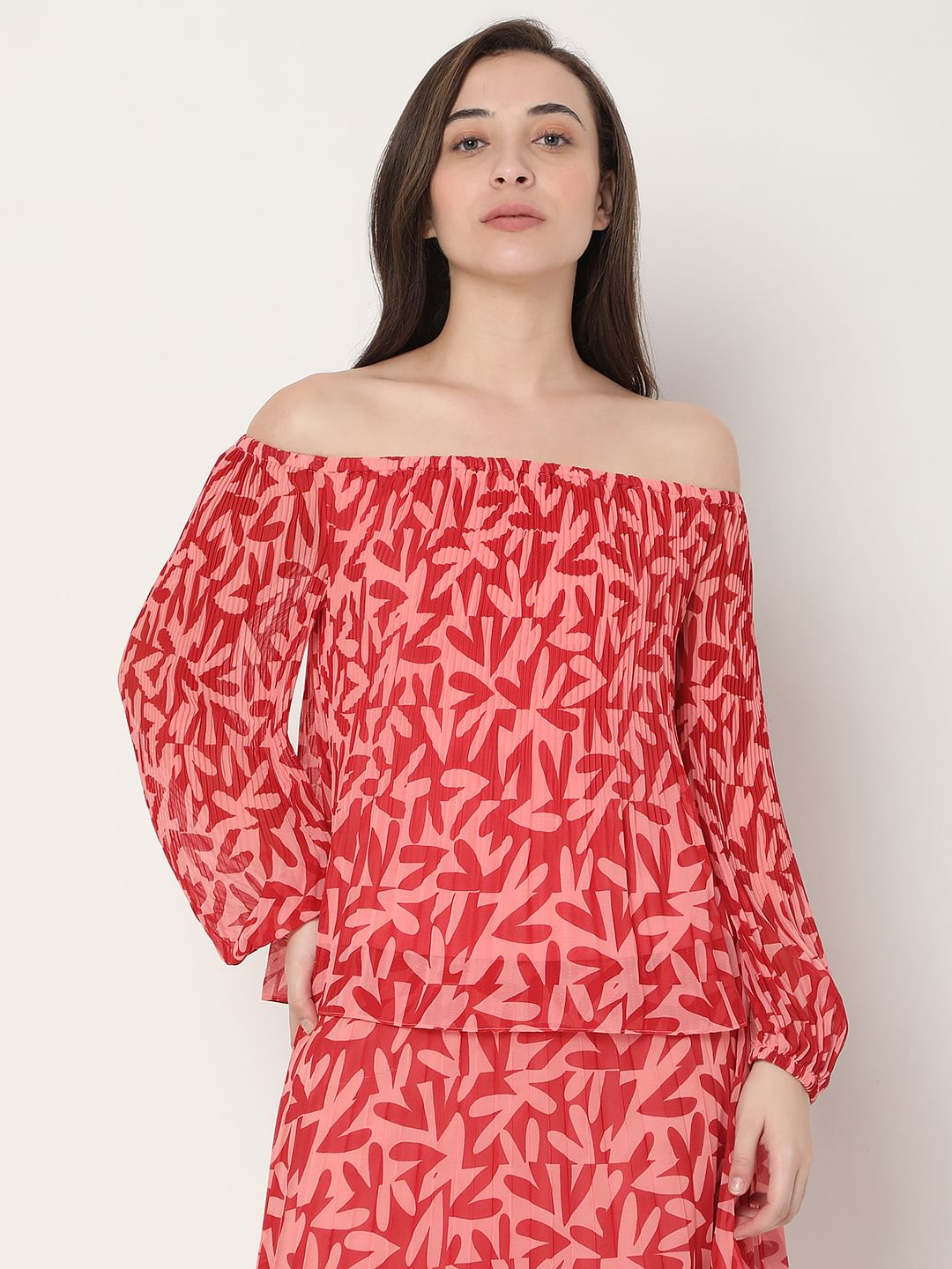 Red Off-Shoulder Co-Ord Top