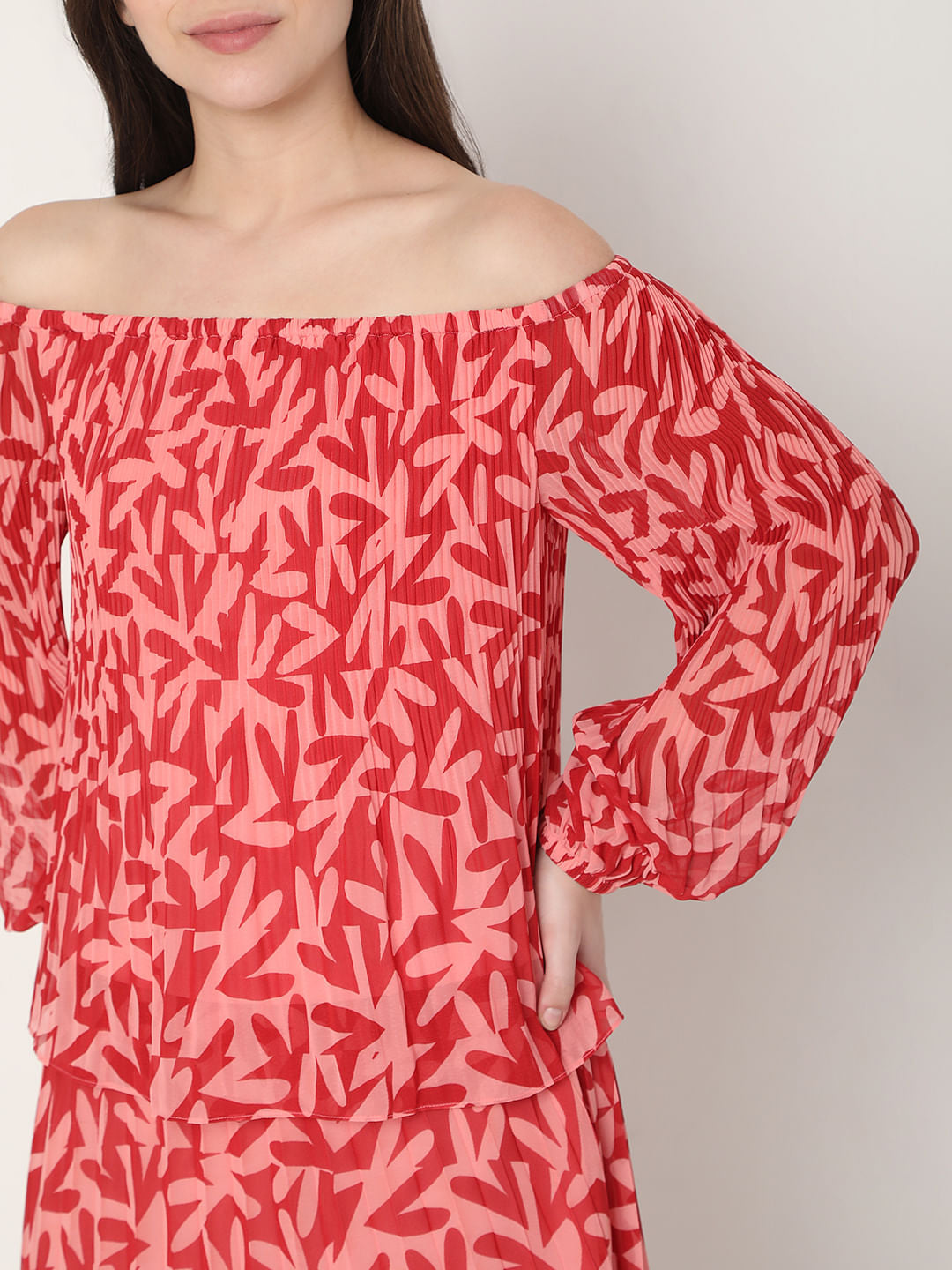 Red Off-Shoulder Co-Ord Top