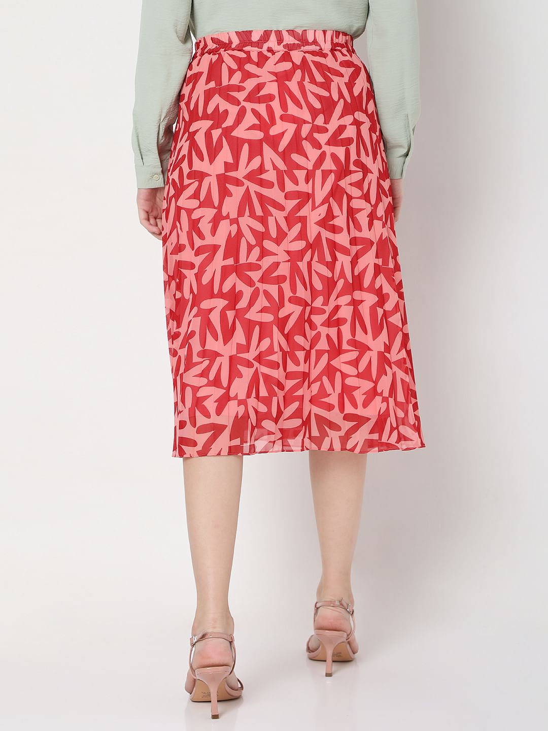 Pink High Rise Floral Midi Co-Ord Set Skirt