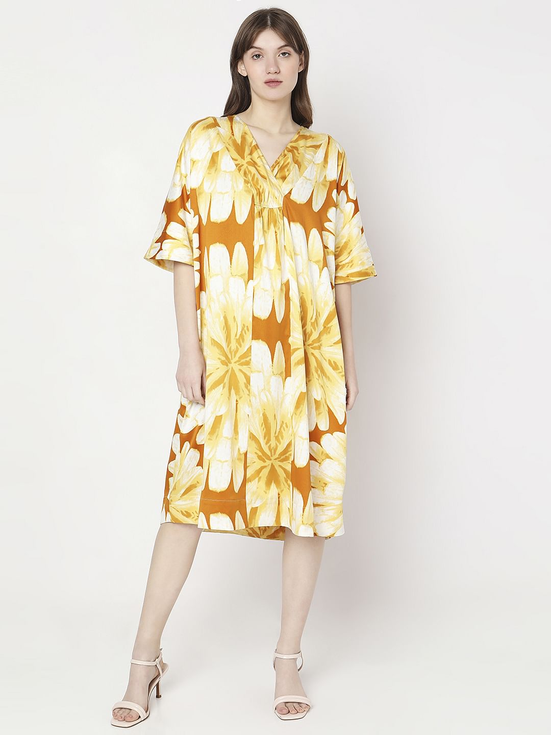 Yellow Floral Shift Dress