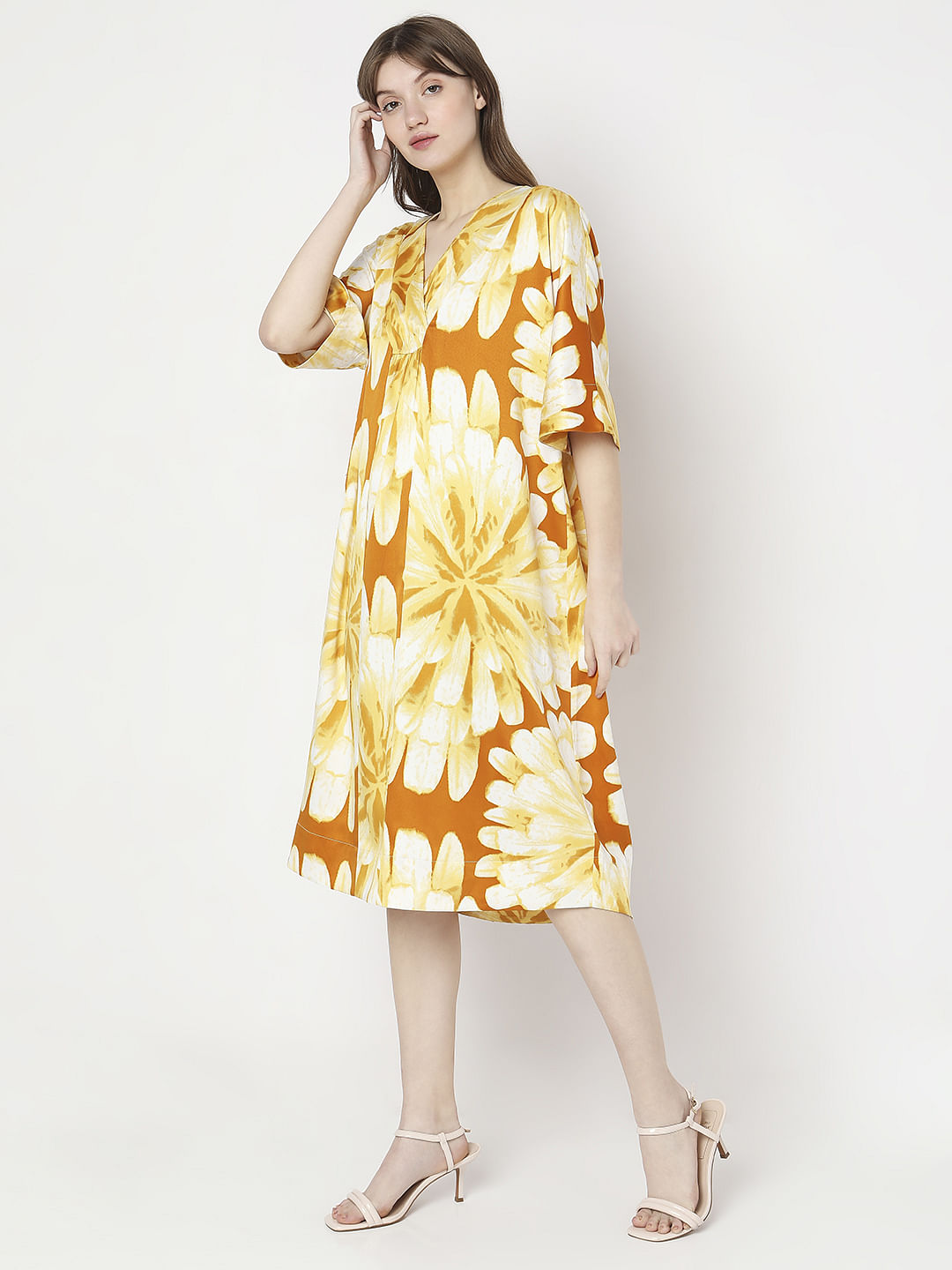 Yellow Floral Shift Dress