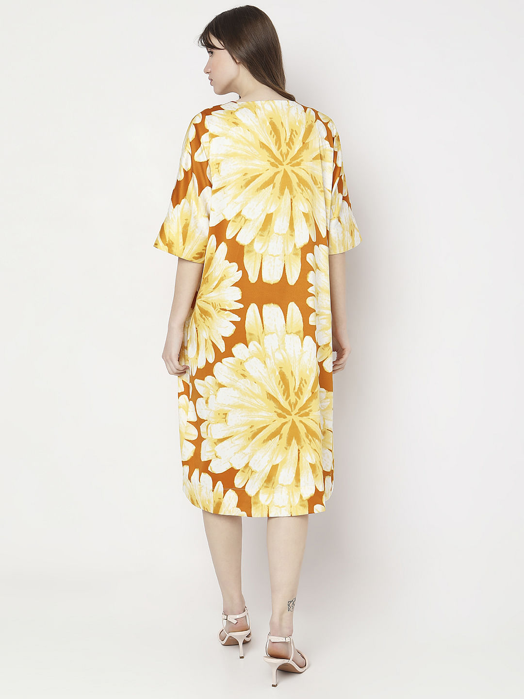 Yellow Floral Shift Dress
