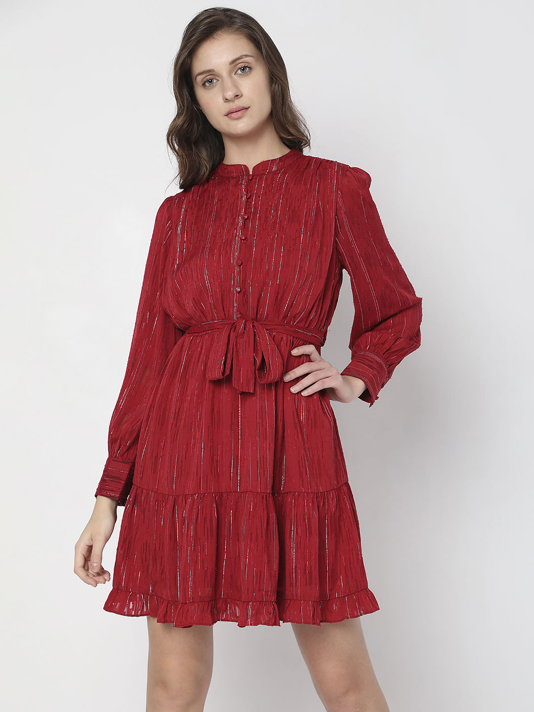 Red Striped Fit & Flare Dress